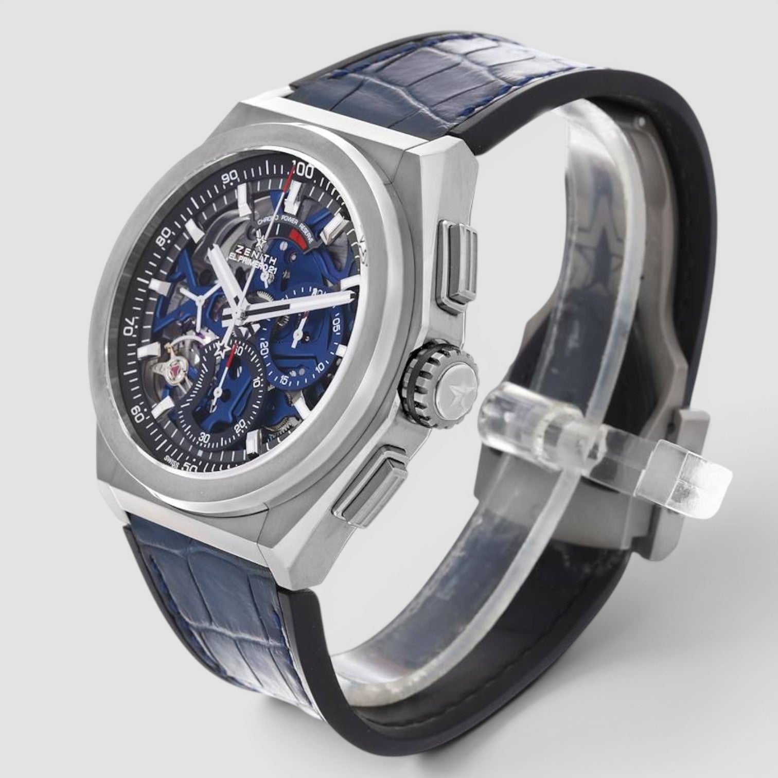 Defy El Primero 21 Chronograph 44mm Titanium Blue Skeleton Dial