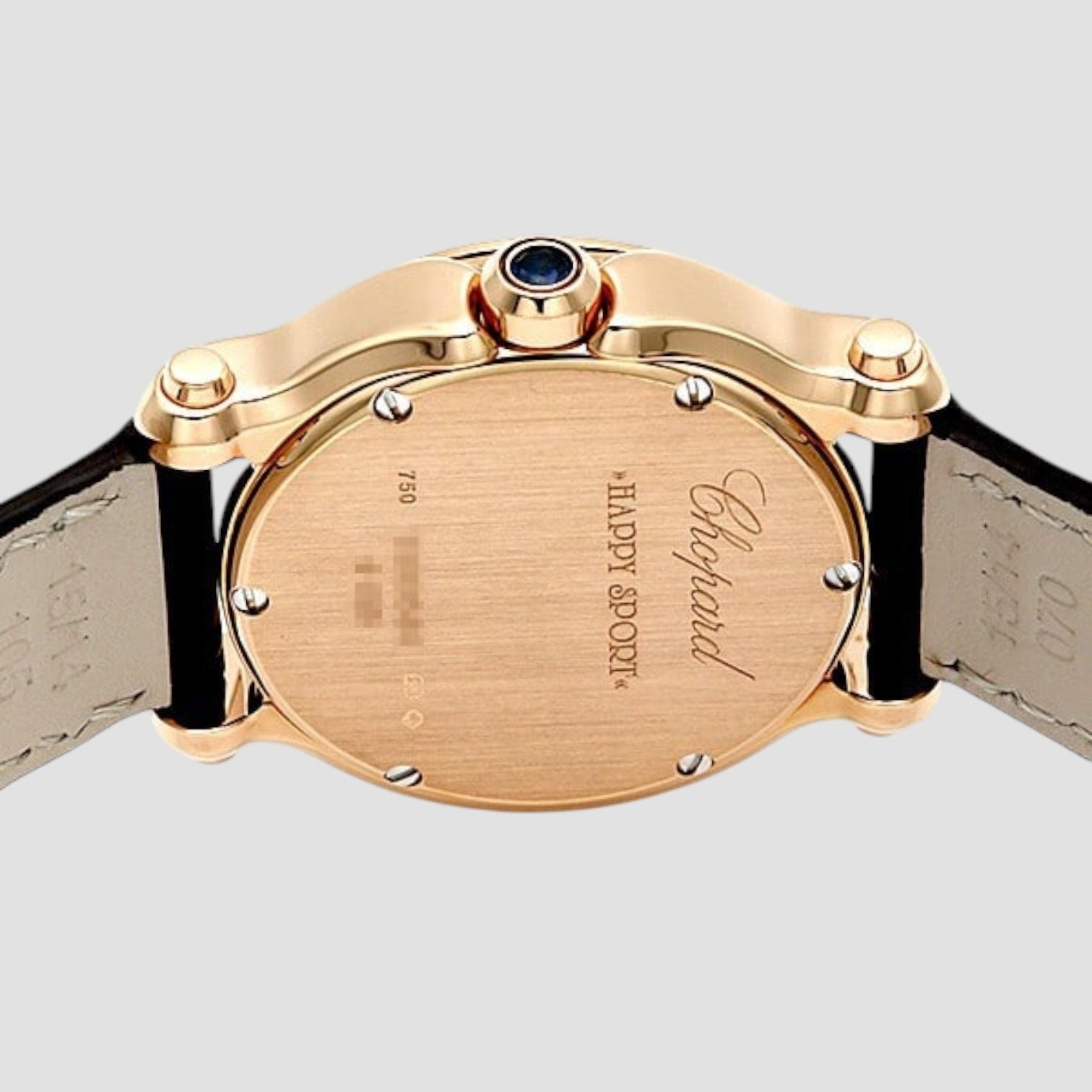 Happy Sport Mini in Rose Gold on Black Leather Strap with Black Dial