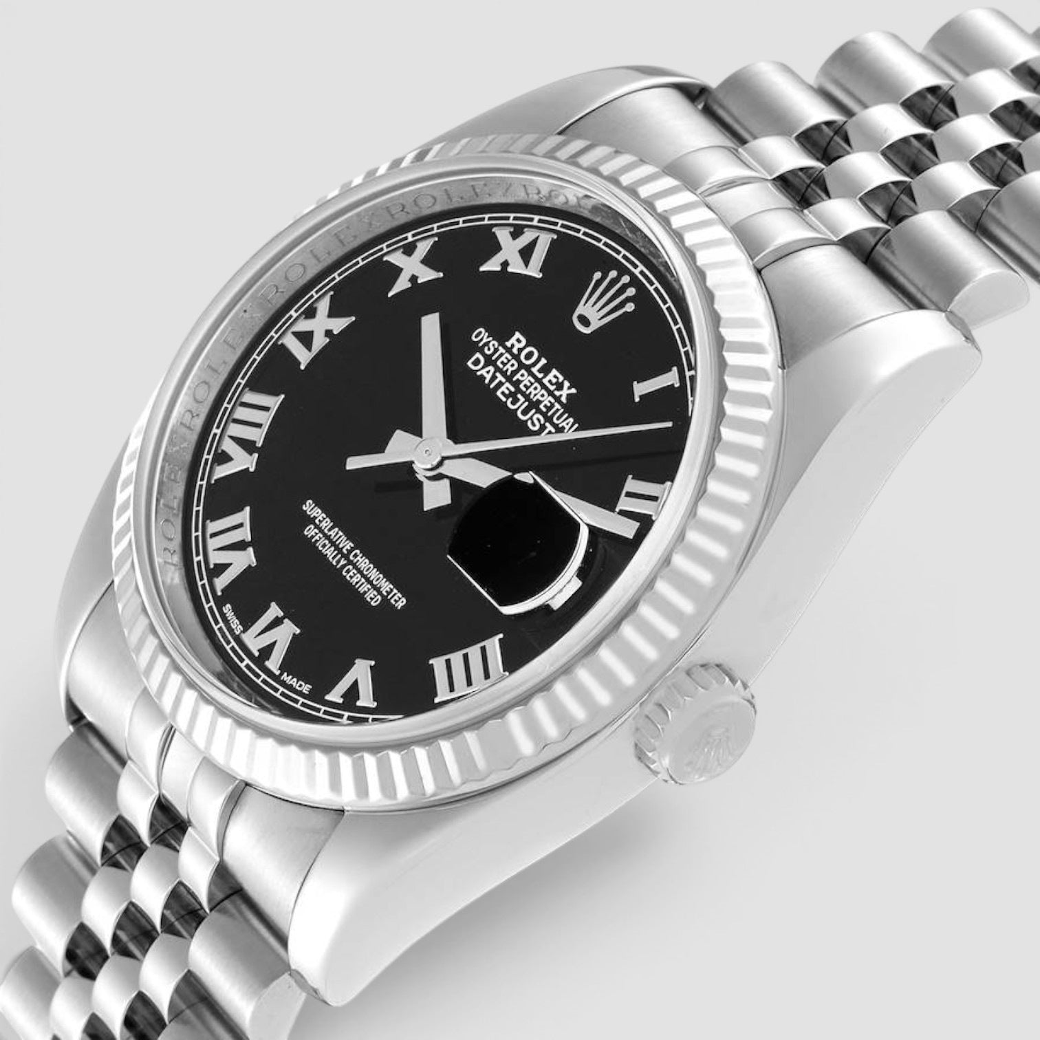 Datejust 36 black roman dial jubilee
