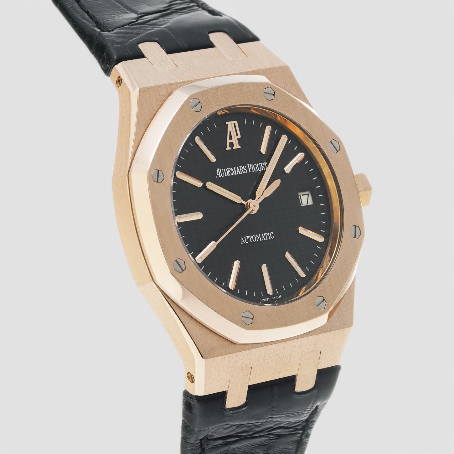 Royal Oak Jumbo Black Dial 18K Rose Gold