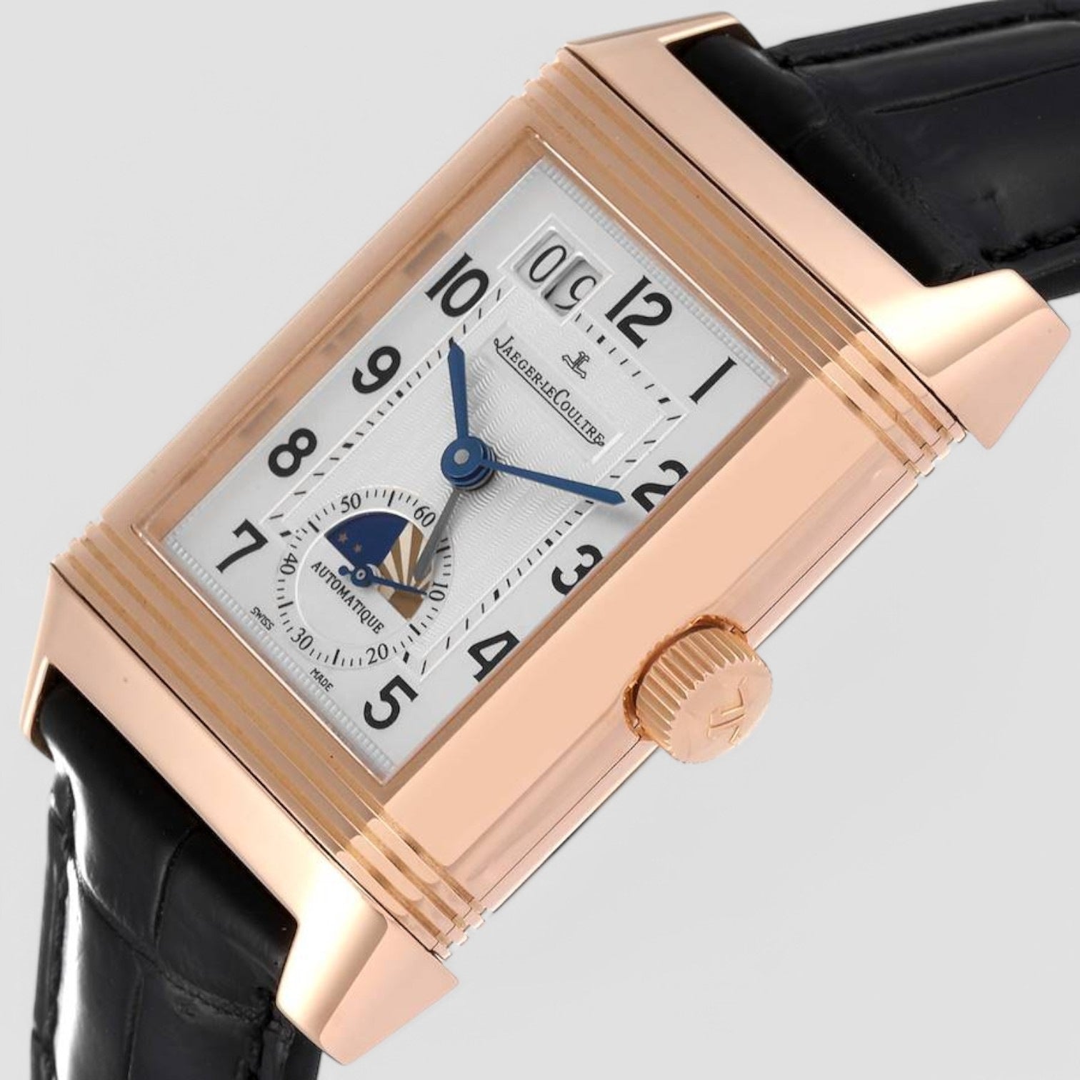 Grande Reverso Sun Moon Dual Time Rose Gold Mens Watch