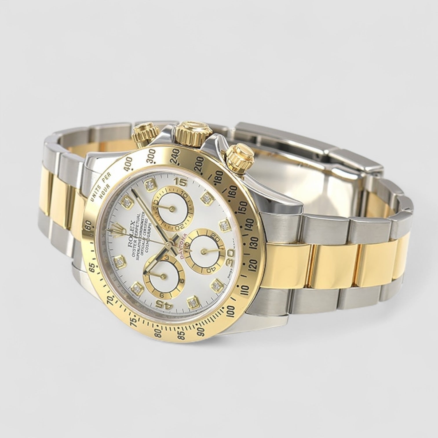 Daytona Steel and Gold White Diamond Dial