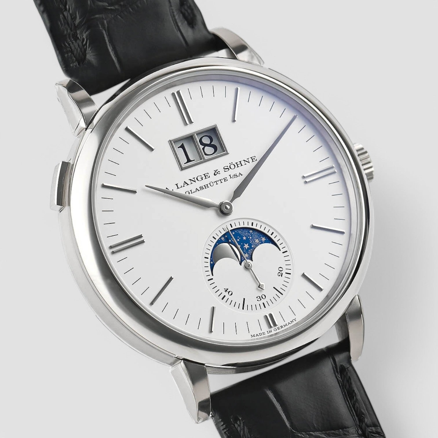 Saxonia Moon Phase Automatik 18K White Gold / Silver Dia