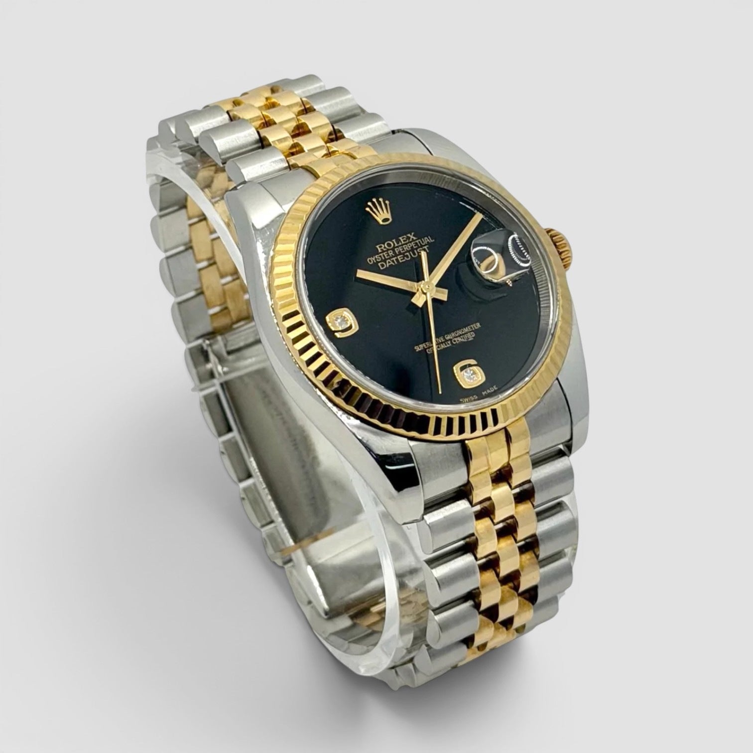 Datejust 36mm Factory Black Onyx Diamond Dial Two-Tone Jubilee