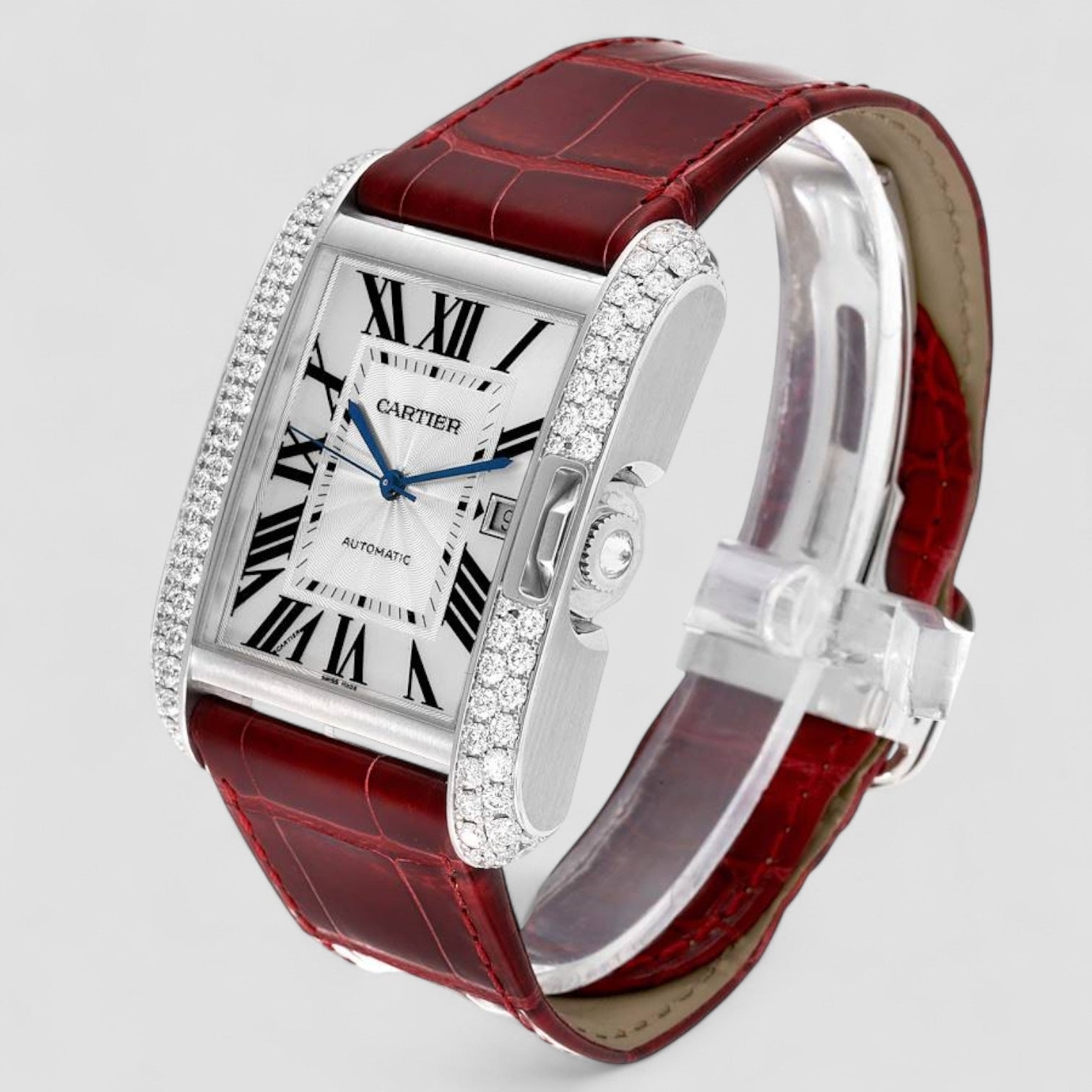 Tank Anglaise XL White Gold Diamond Mens Watch