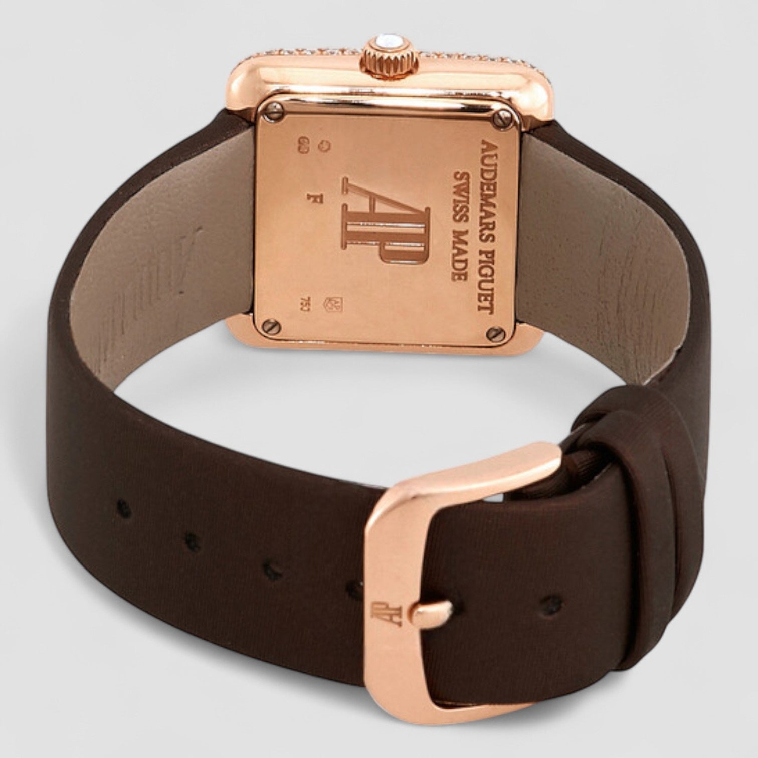 Brown Dial 18K Rose Gold Diamond Ladies Watch