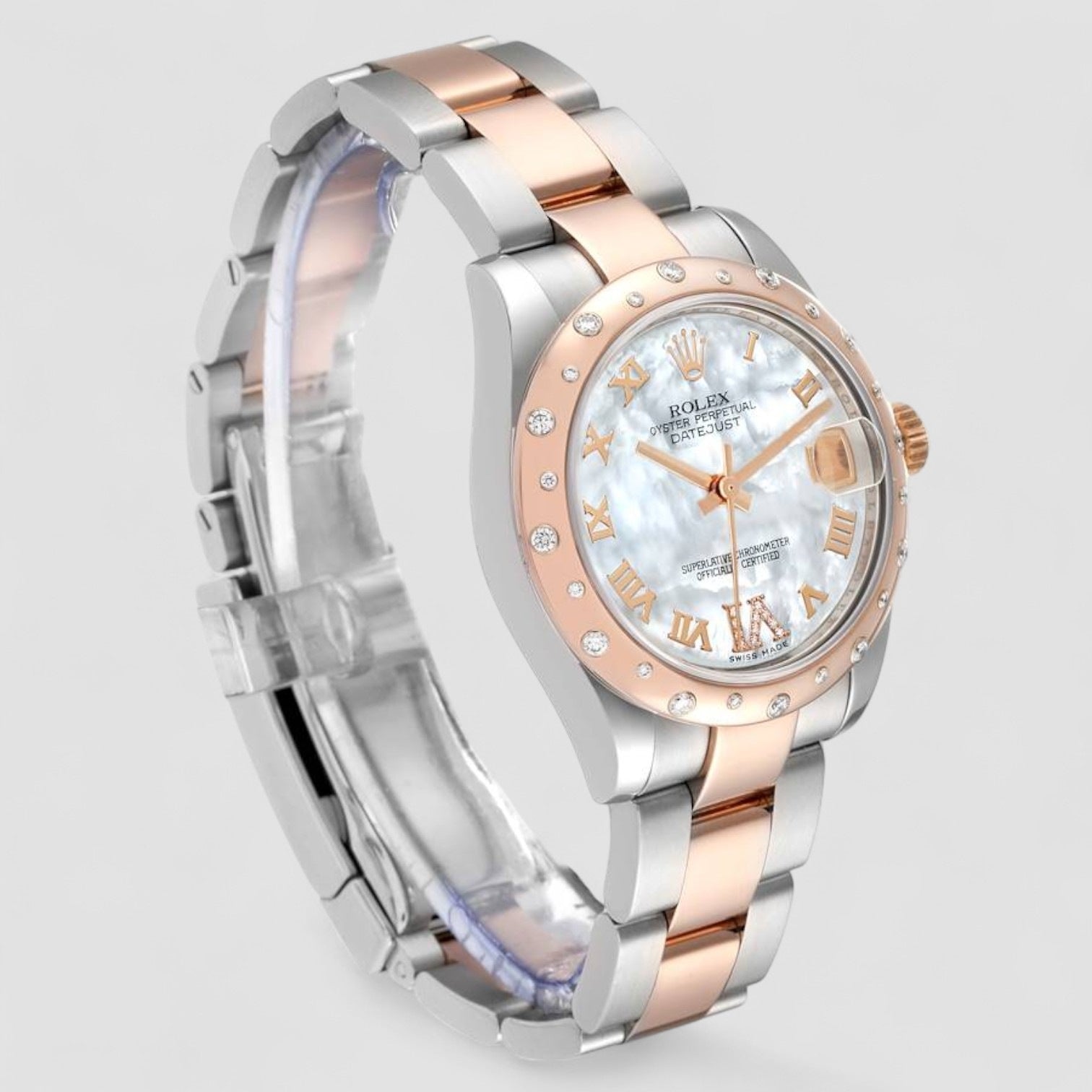Datejust 31 Midsize Steel Rose Gold Diamond Ladies Watch
