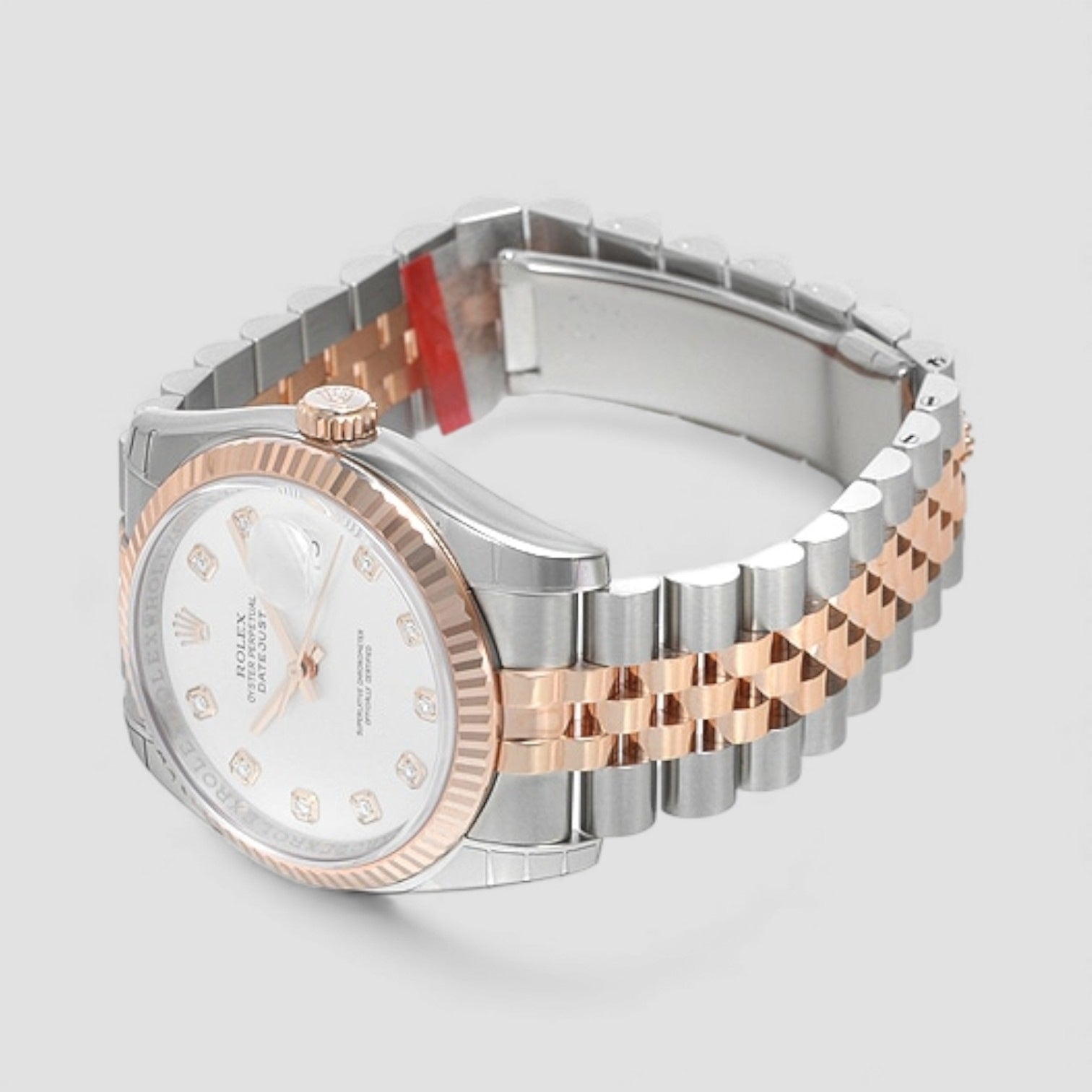 Datejust Steel Rose Gold White Diamond Dial Mens Watch