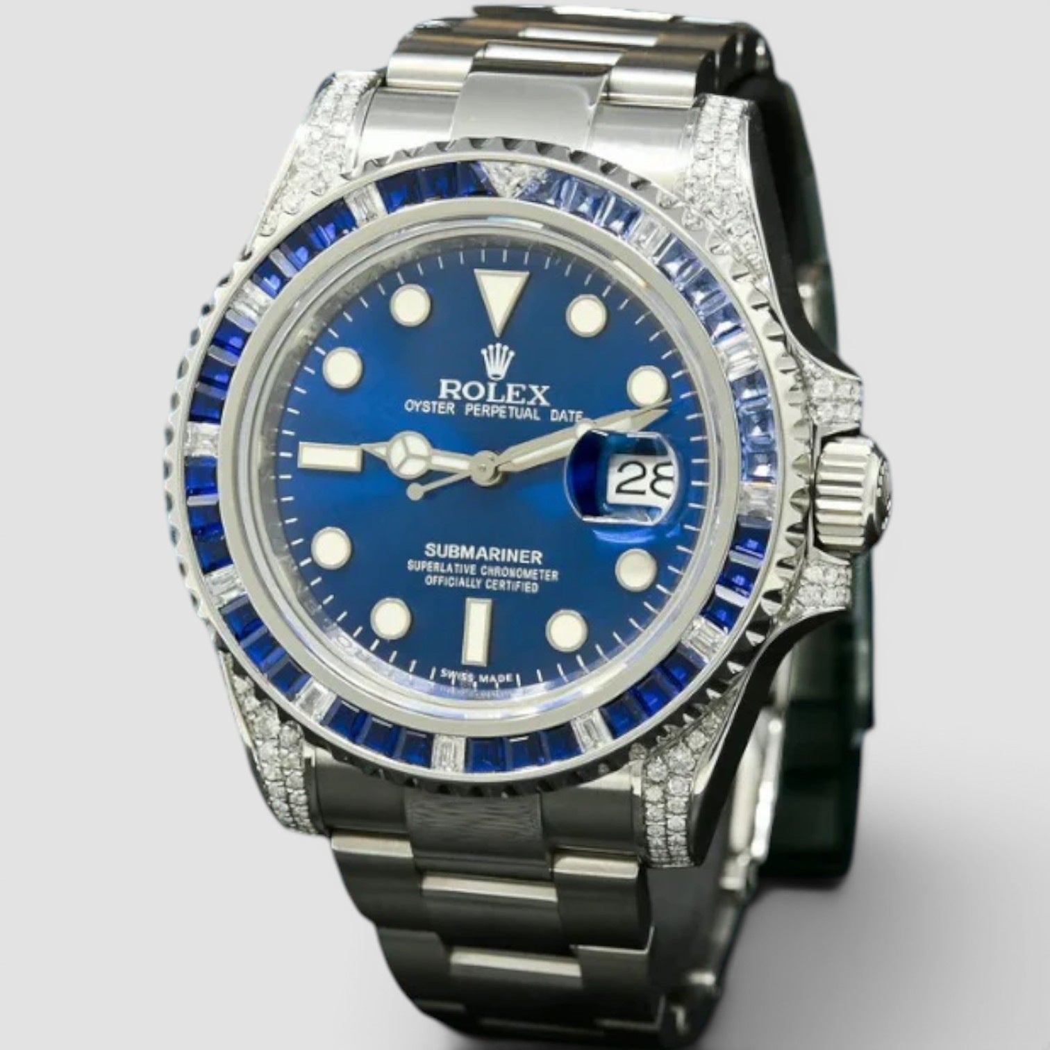 Submariner Date Custom Blue Dial DIAMOND SAPPHIRE - Iced Out