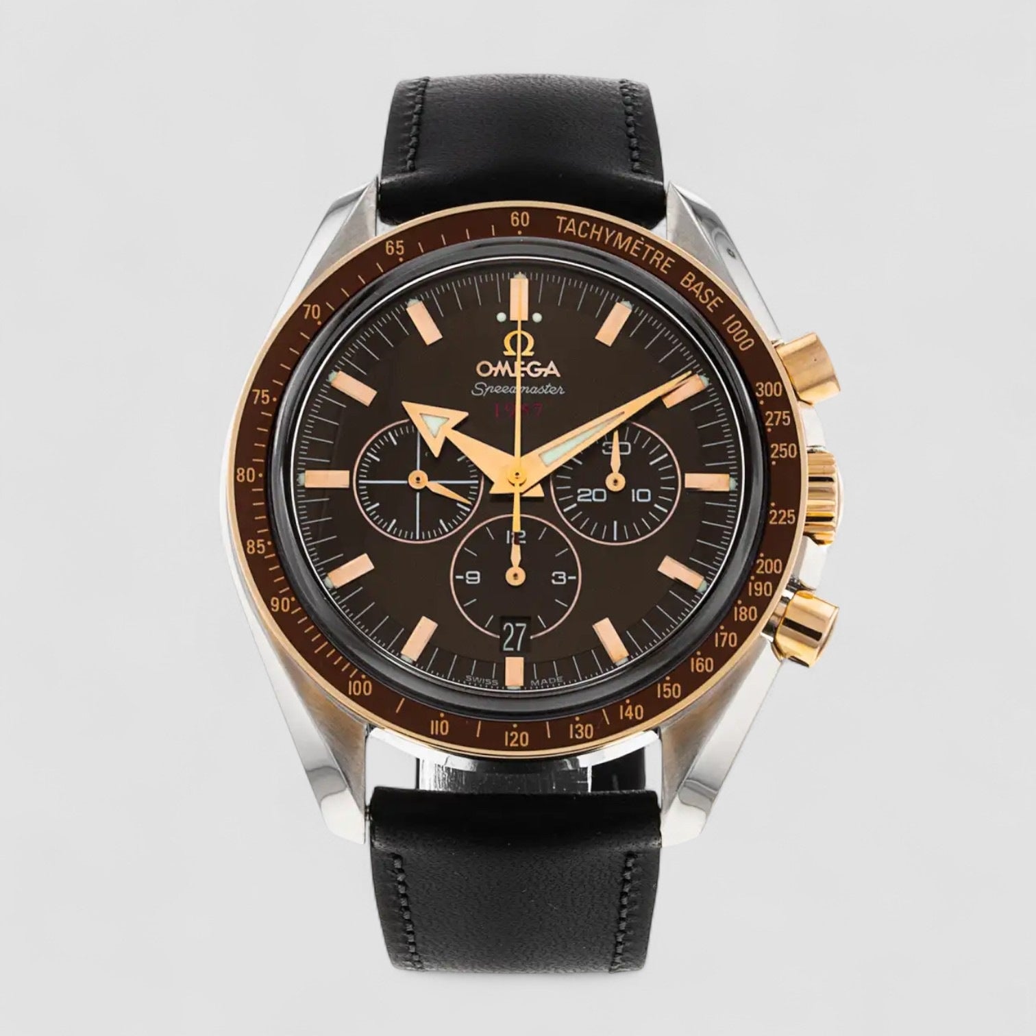 Speedmaster Broad Arrow Brown Dial SS / 18K Rose Gold