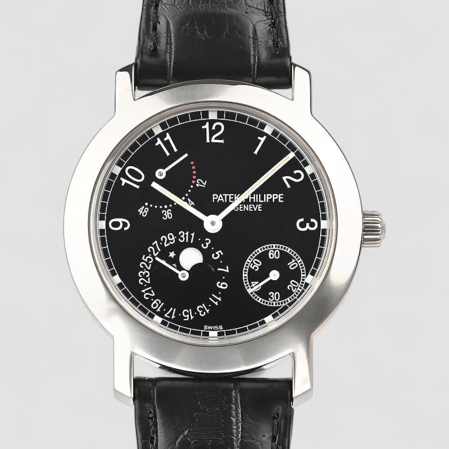 Moon Phase Power Reserve 5055G 18K White Gold Black Dial Description