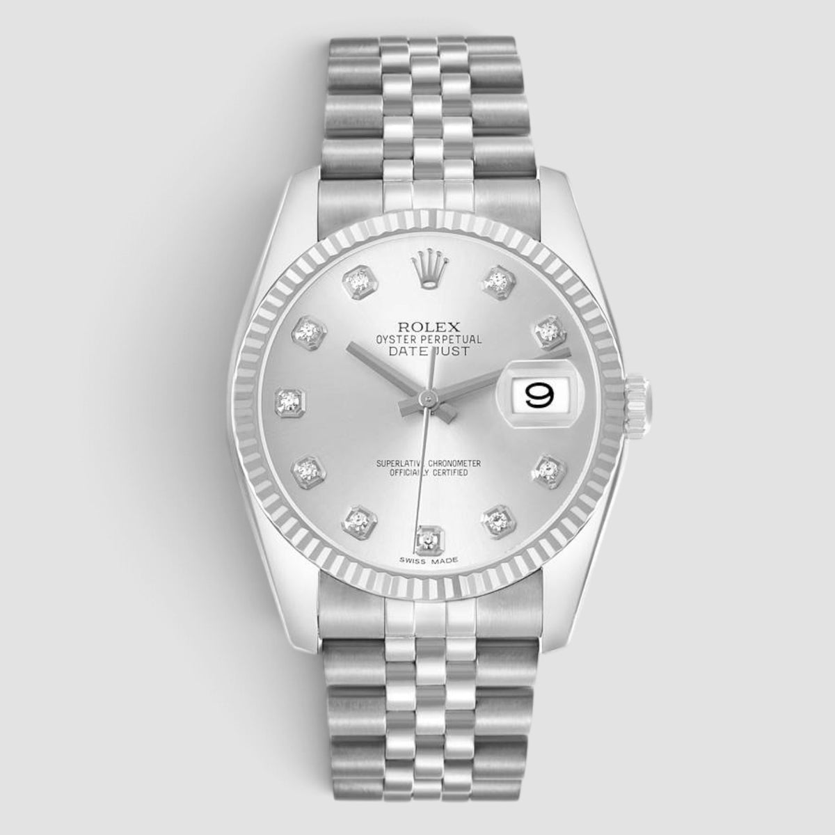 Datejust 36 Silver Diamond Dial Jubilee