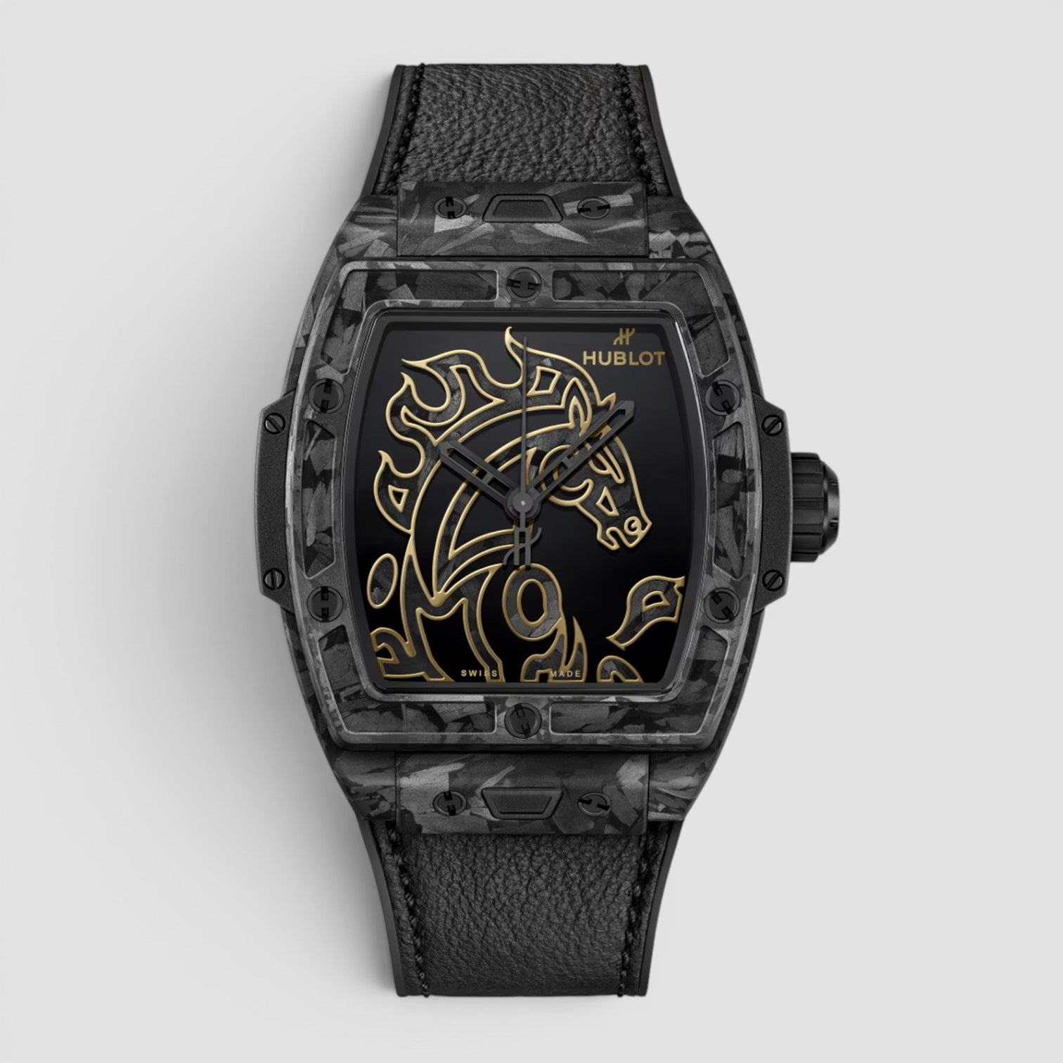 Spirit Of Big Bang Year Of The Horse Frosted Carbon 42mm Mens Watch Black