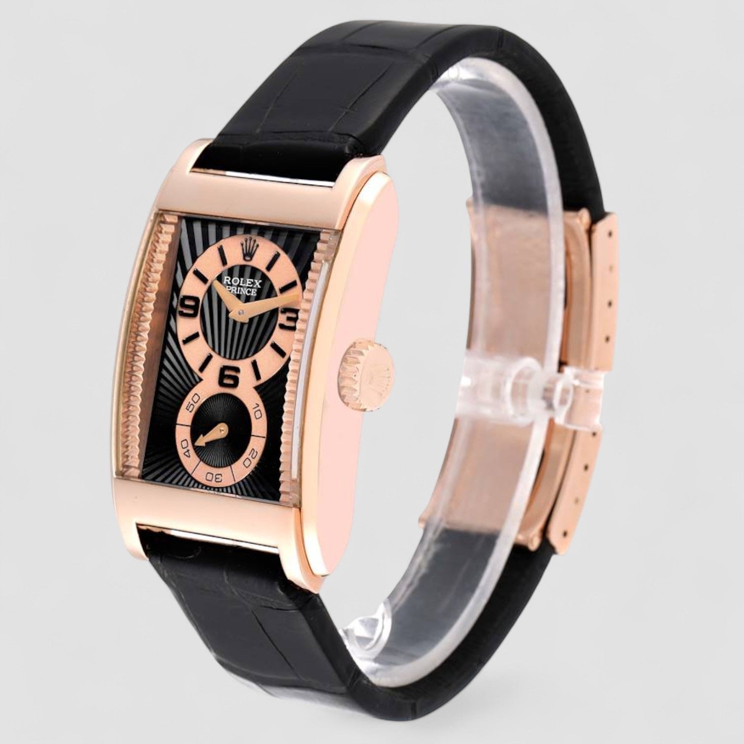 Cellini Prince 18K Rose Gold Black Dial Mens Watch