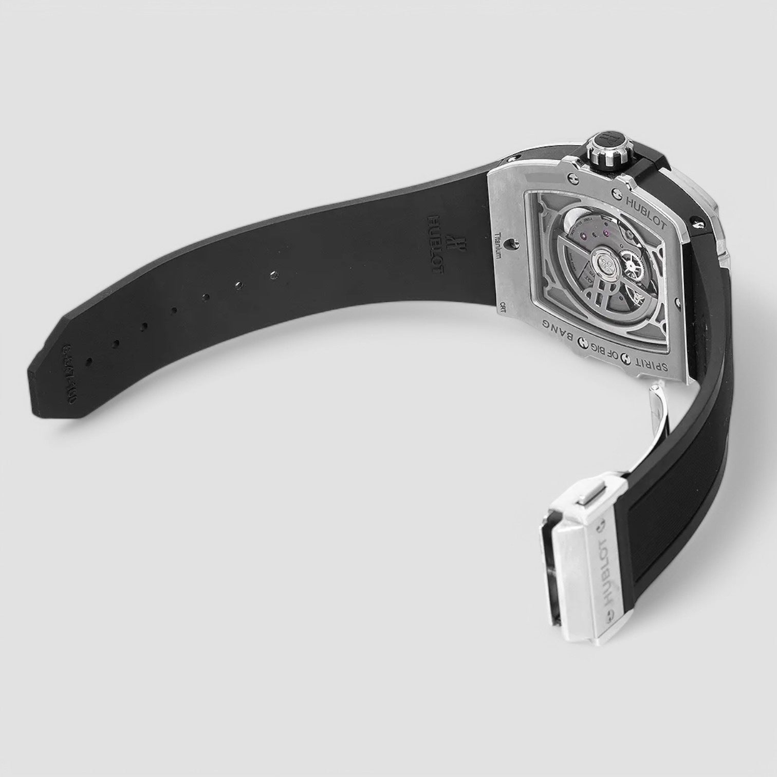 Spirit of Big Bang Big Date Moonphase Titanium Skeleton Dial / Deployant Description