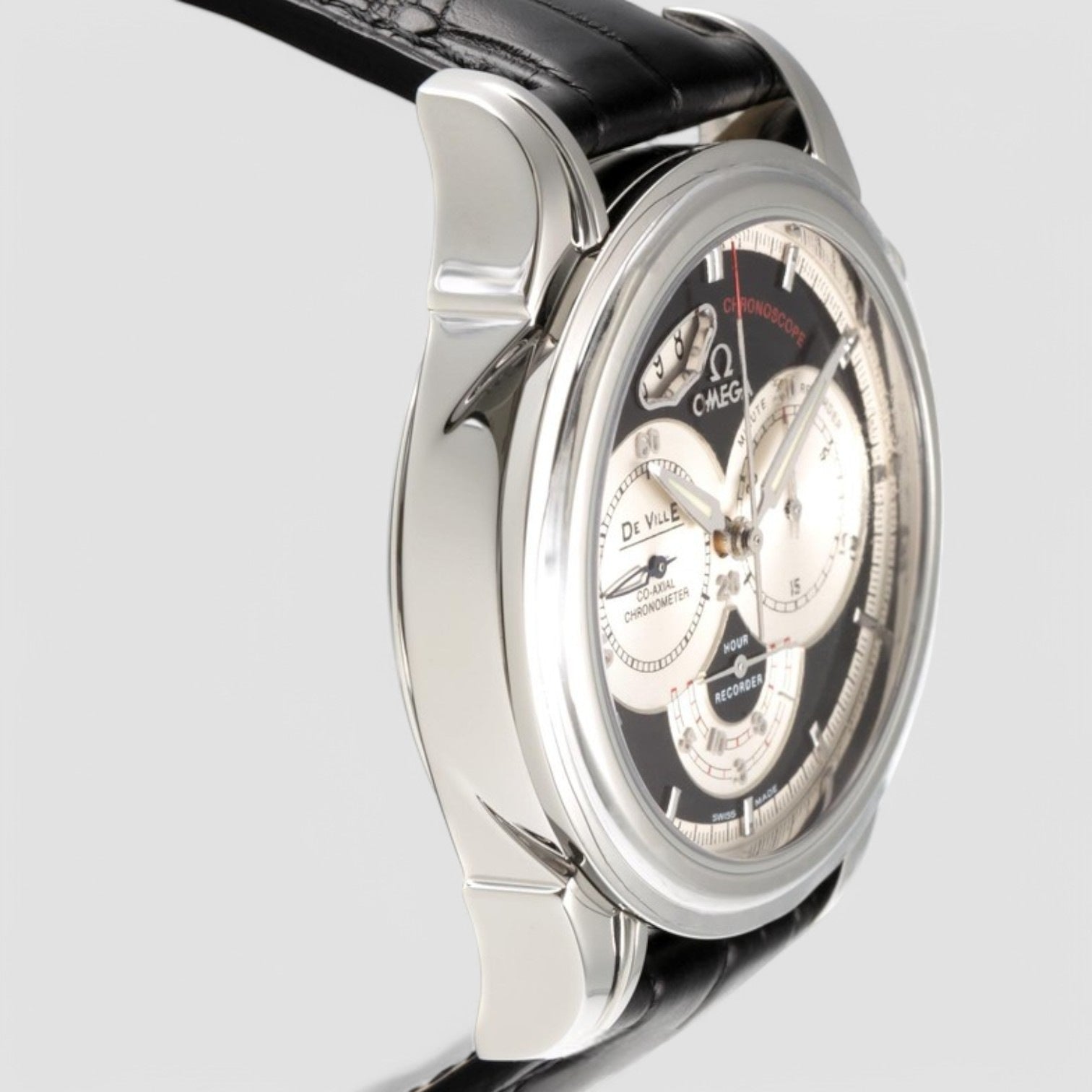 De Ville Co-Axial Chronograph Black Dial SS Description