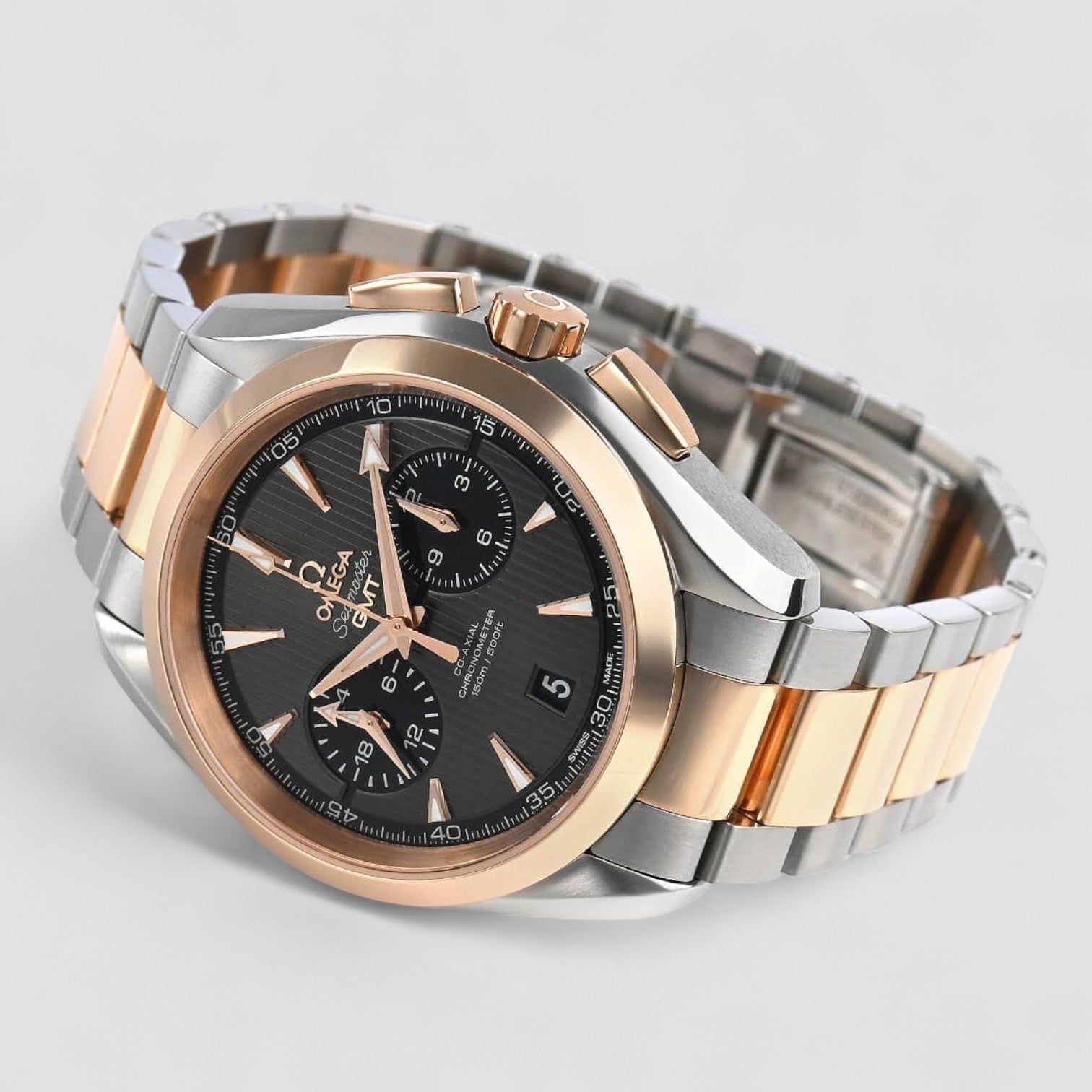 Aqua Terra GMT Steel Rose Gold Mens Watch
