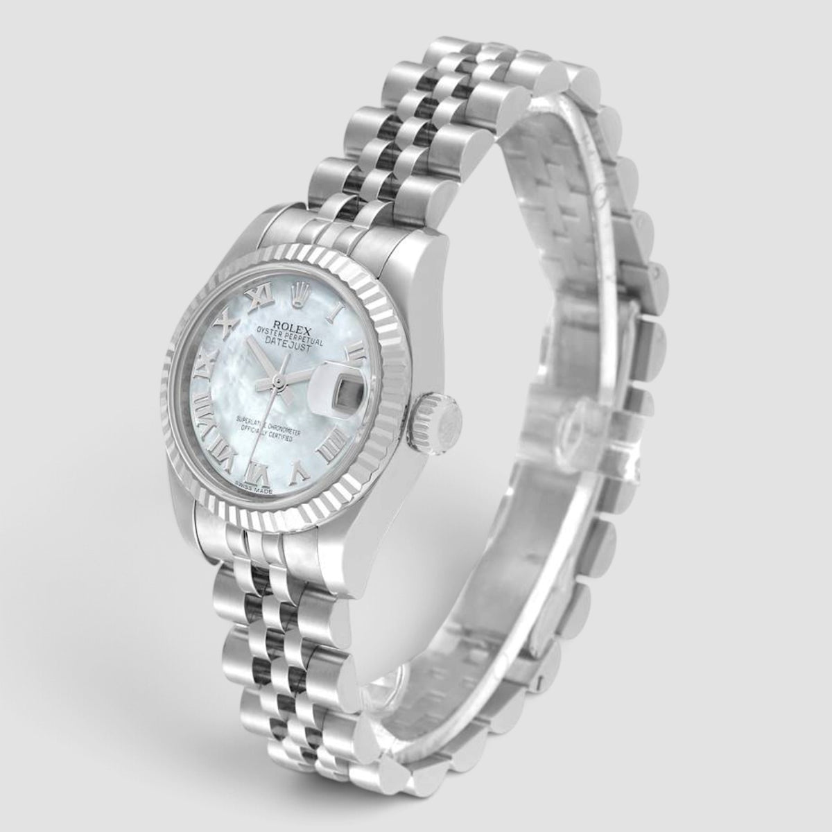 Lady-Datejust White Mother-of-Pearl Roman Numeral Dial Jubilee