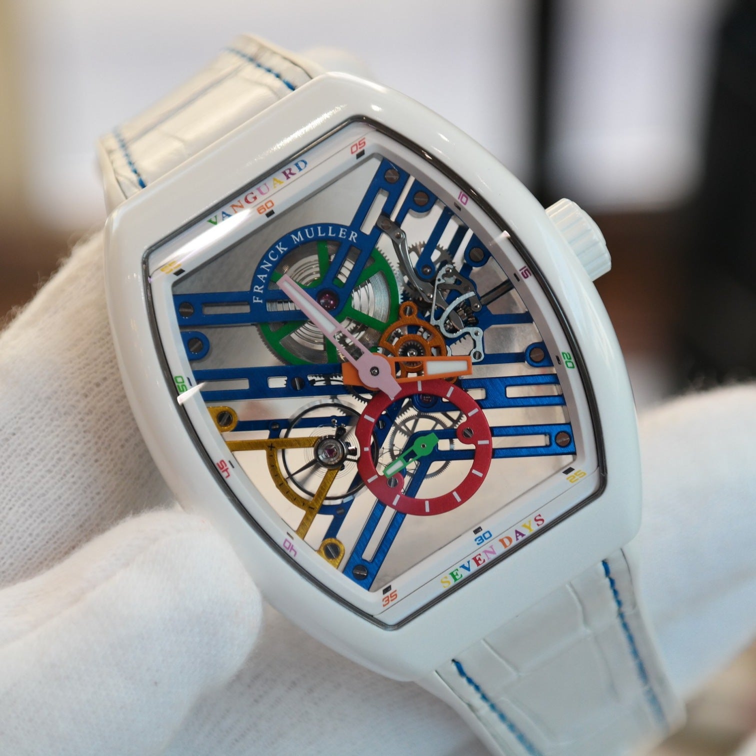 Vanguard Seven Days Skeleton Color Dream White Rubber/Leather Strap