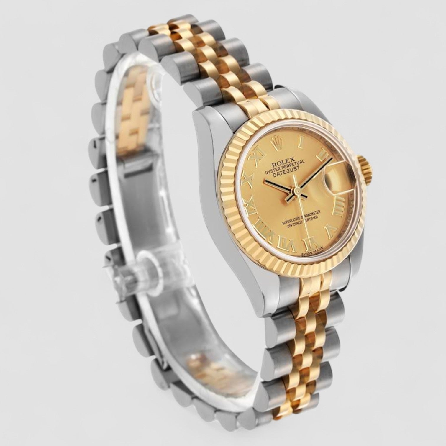 Lady-Datejust 26 Champagne Roman Numeral Jubilee Bracelet Watch