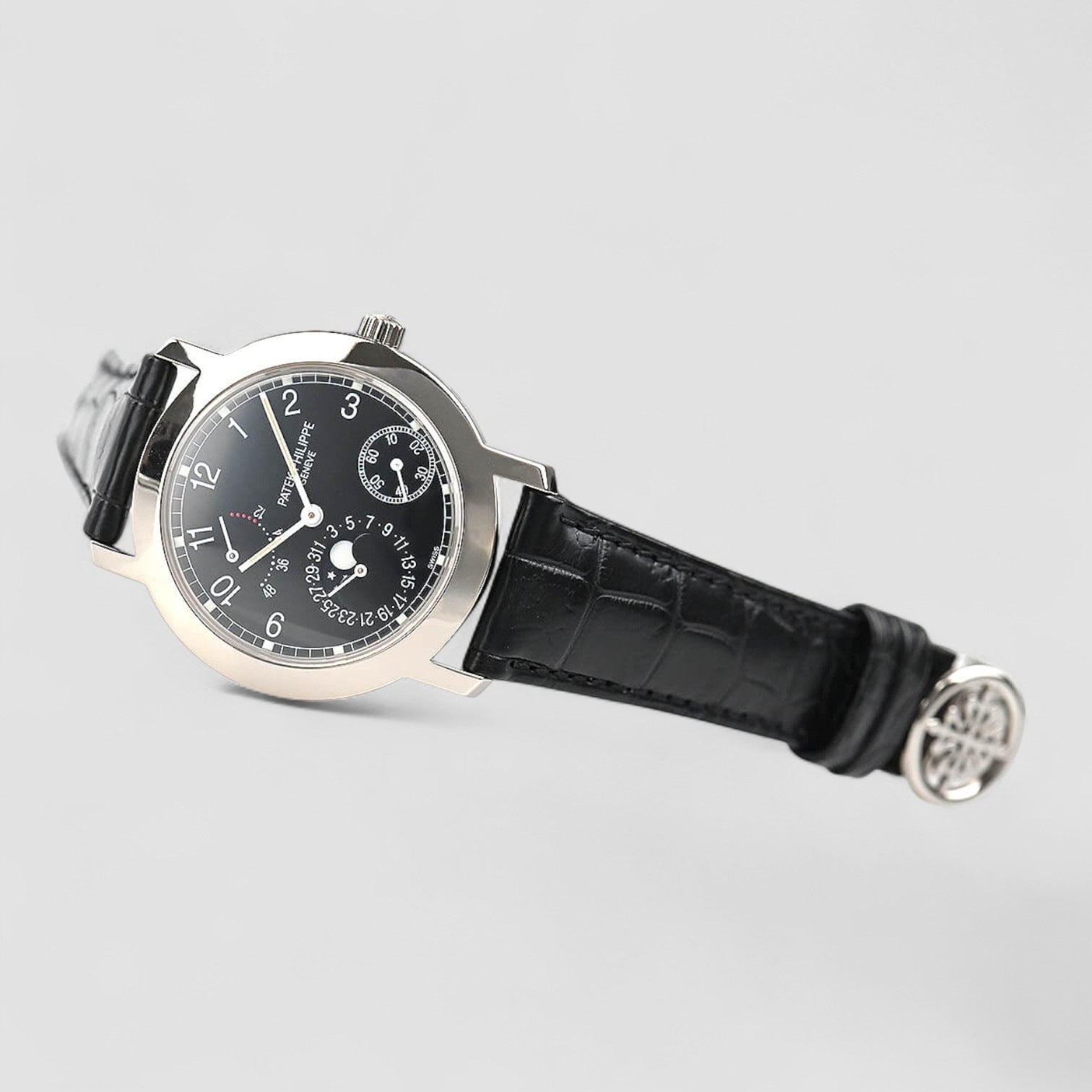 Moon Phase Power Reserve 5055G 18K White Gold Black Dial Description