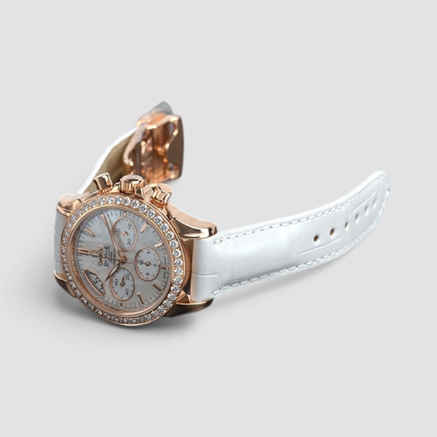 De Ville Co-Axial Chronograph 35mm Rose Gold Diamond Mother-of-Pearl Dial