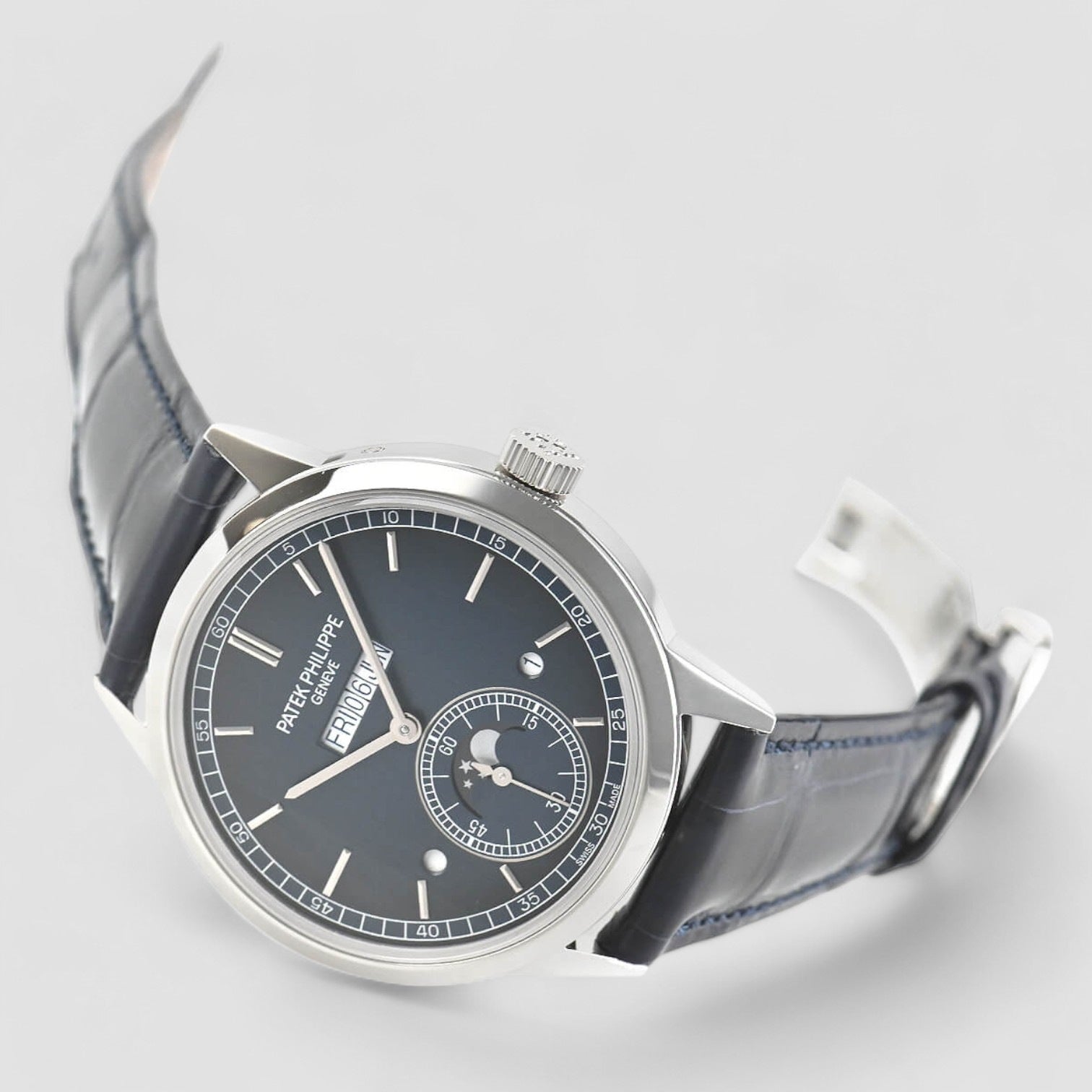 In Line Perpetual Calendar Platinum Blue Dial