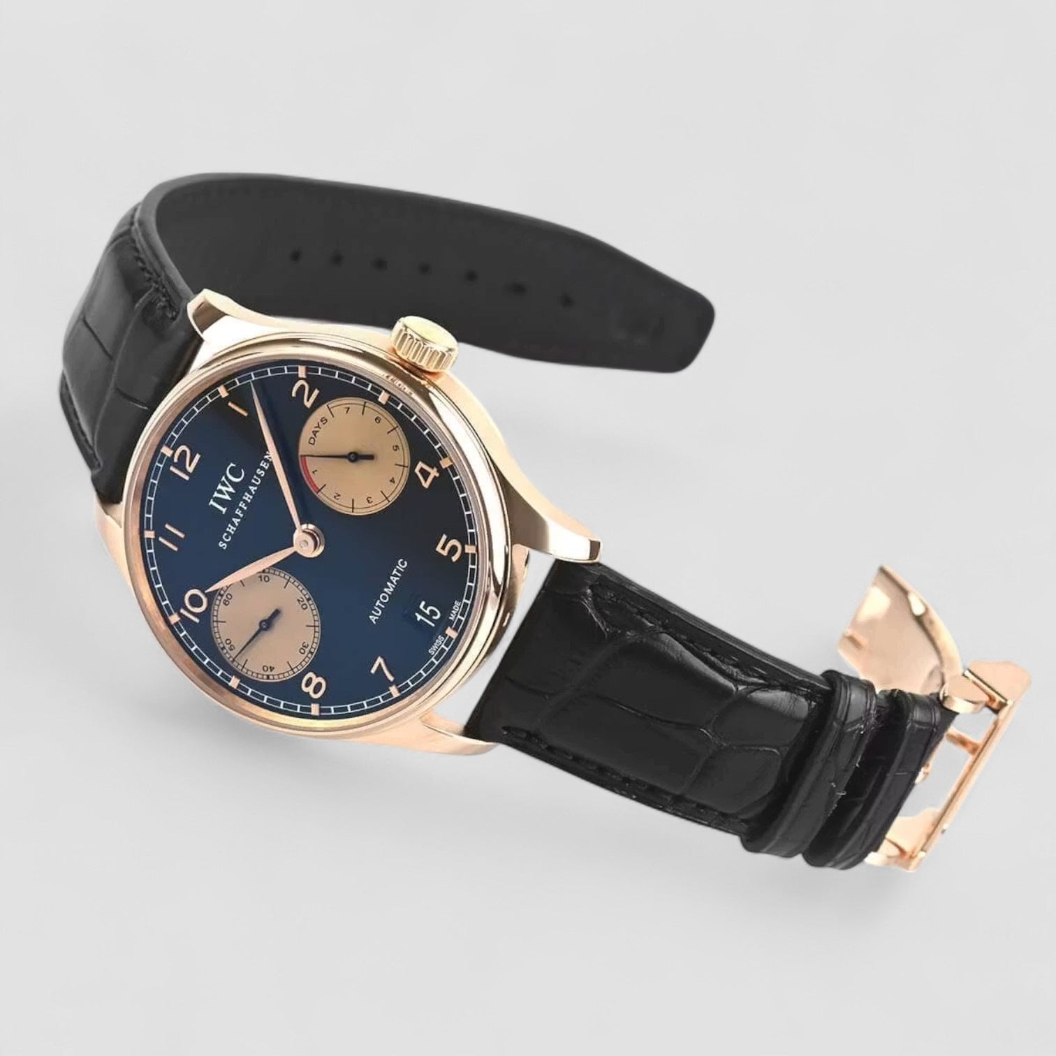 Portuguese 7 Day Automatic 18K Rose Gold Black Dial Boutique Edition