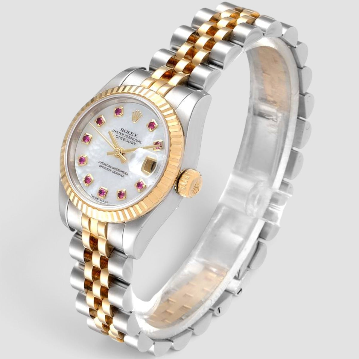 Lady-Datejust 26 Mother-of-Pearl Ruby Dial Jubilee