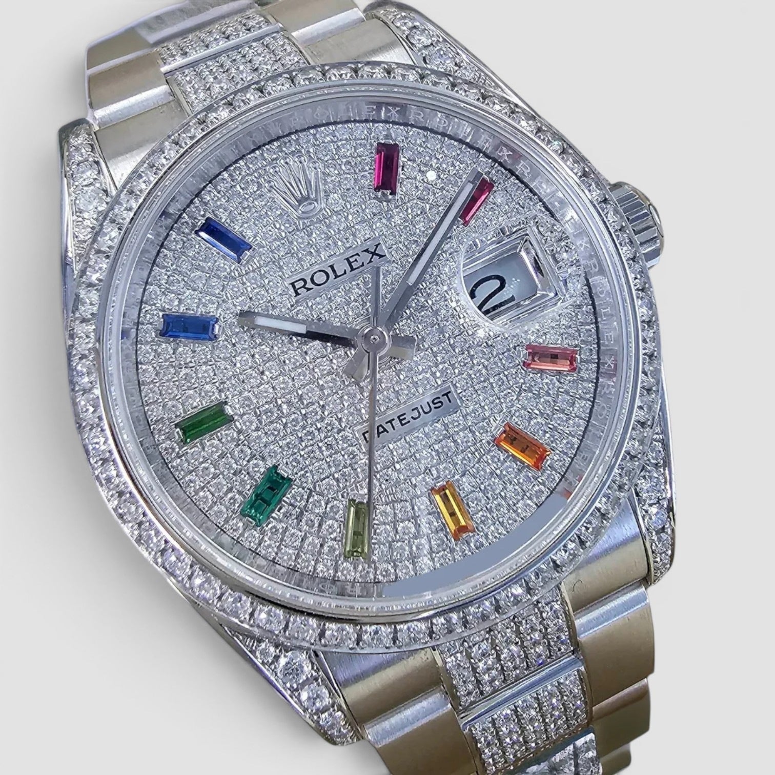 Datejust 36 Iced Out Dial & Bezel | Rainbow Index - Bracelet Pavé