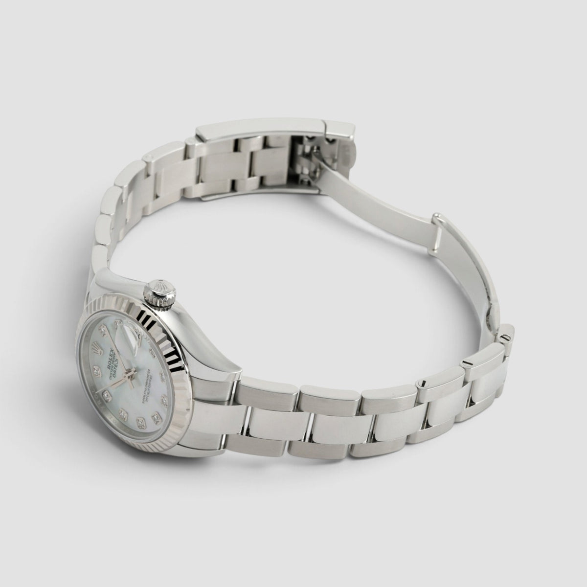 Lady-Datejust 28 White Mother-of-Pearl Diamond Dial