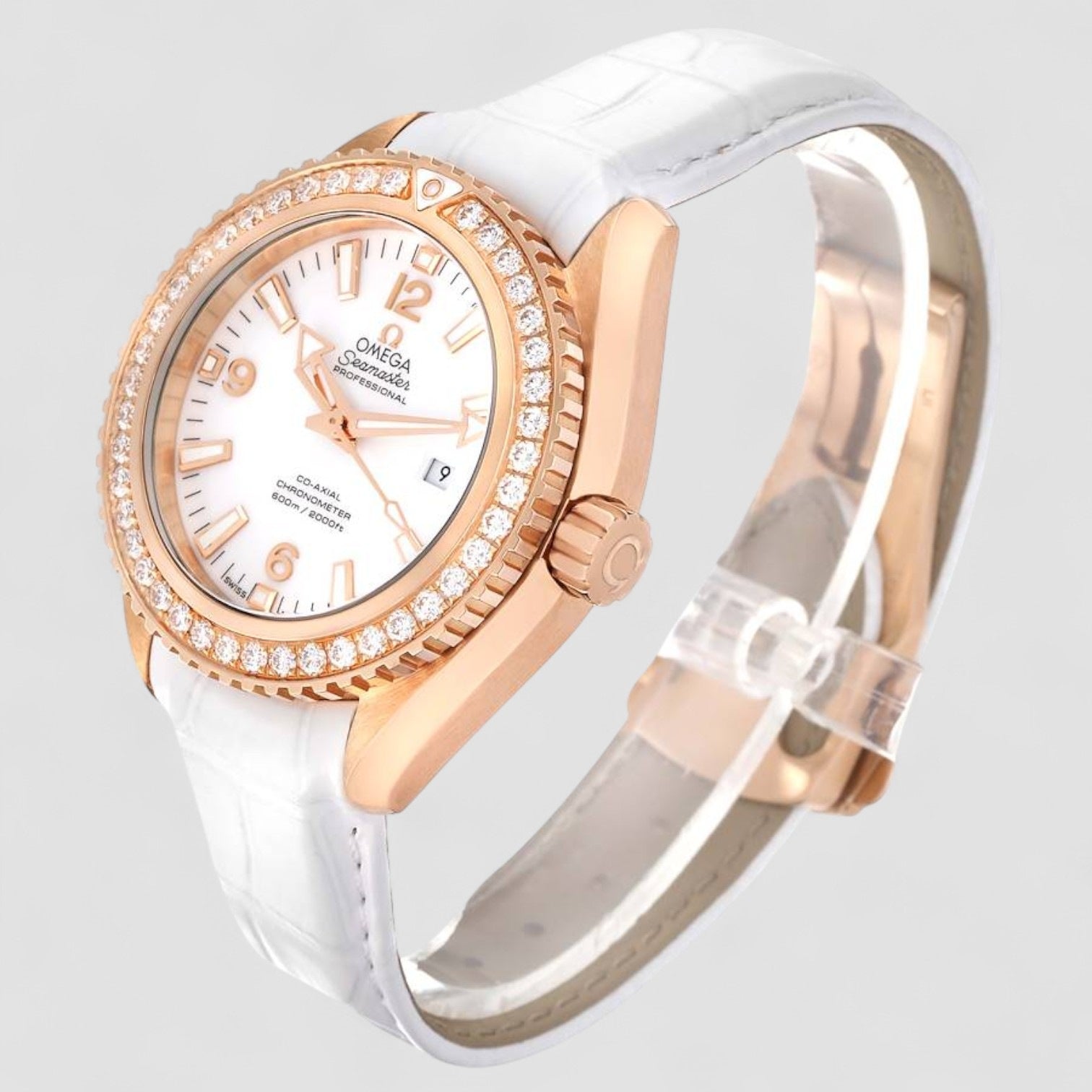 Seamaster Planet Ocean Rose Gold Diamond Ladies Watch