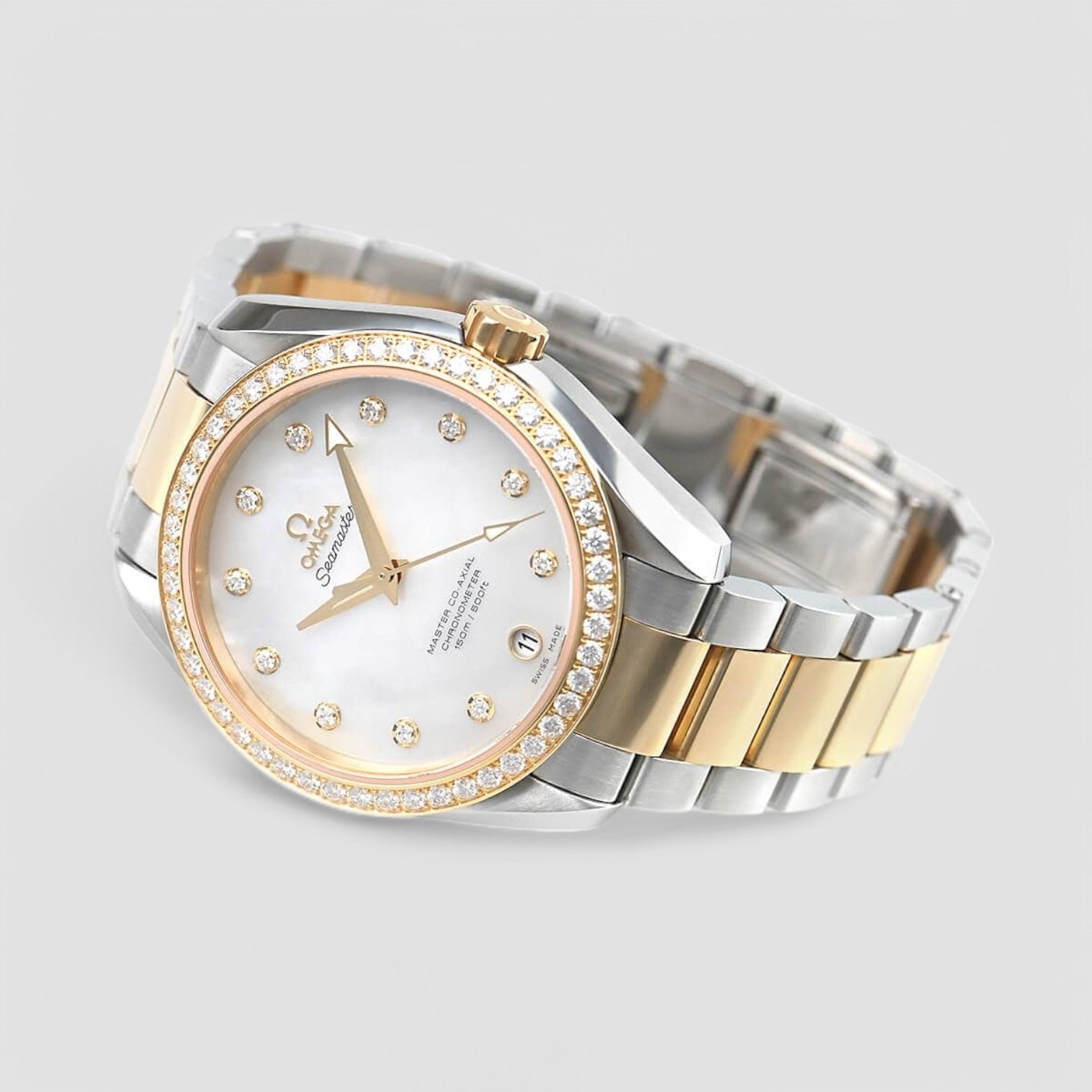 Seamaster Aqua Terra Automatic Chronometer Diamond White Mother of Pearl Dial Watch