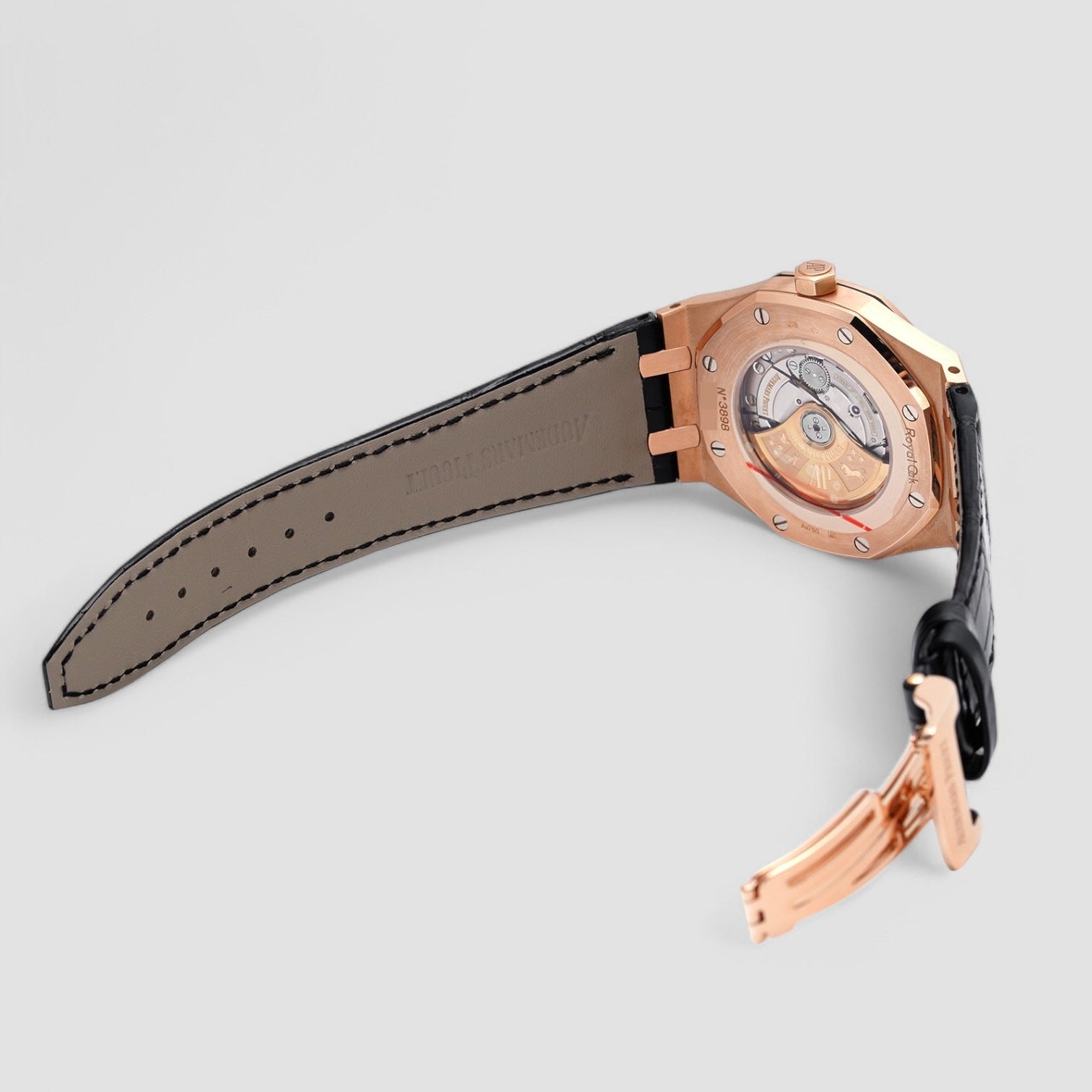 Royal Oak Black Dial 18K Rose Gold/Rubber Strap