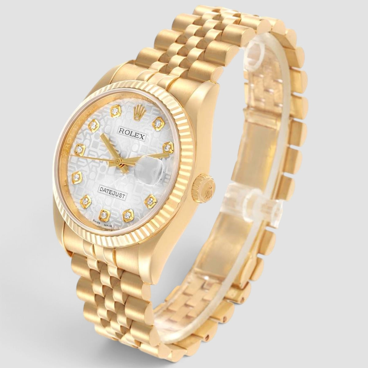 Datejust 36 Yellow Gold Silver Diamond Dial