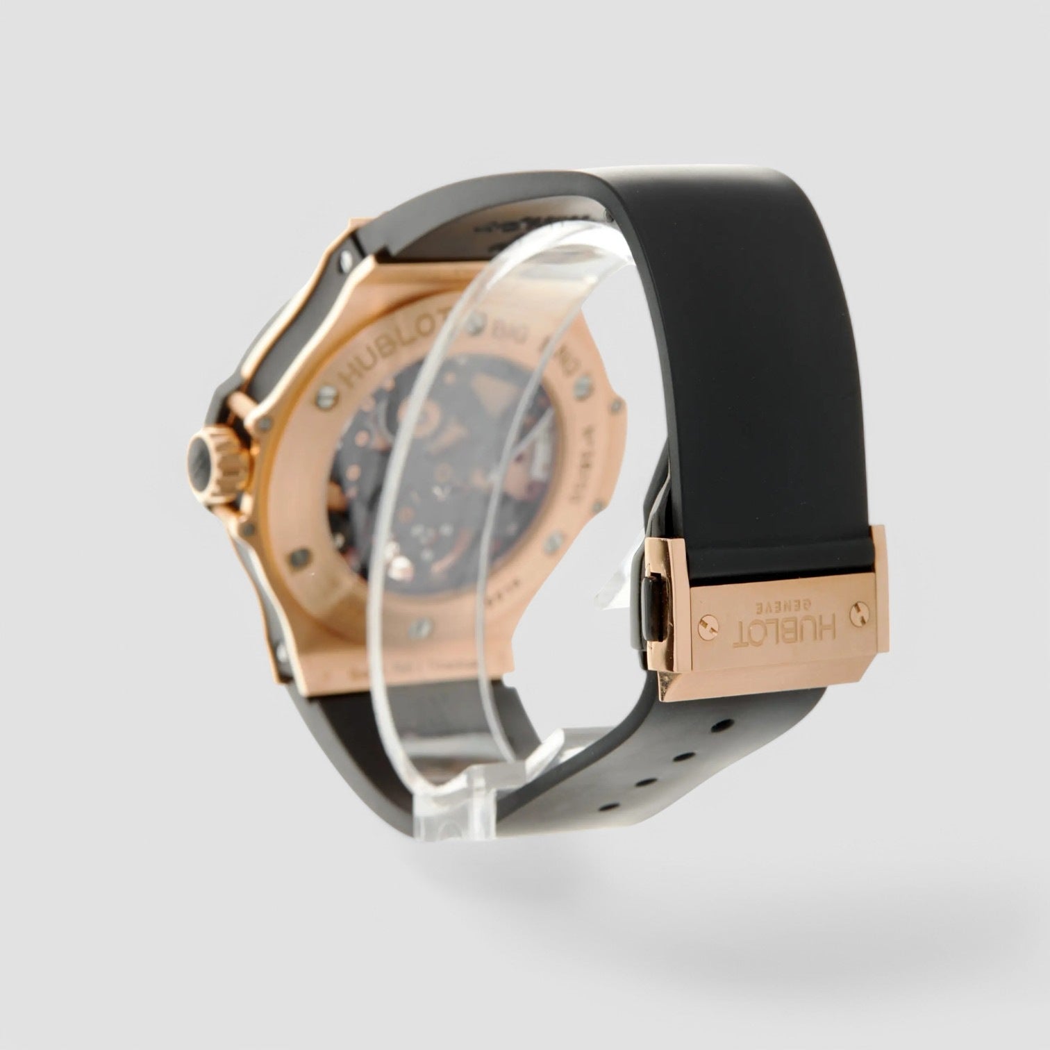 Tourbillon Solo Bang Black Carbon Fiber Dial 18kt Rose Gold Black Rubber Men's Watch