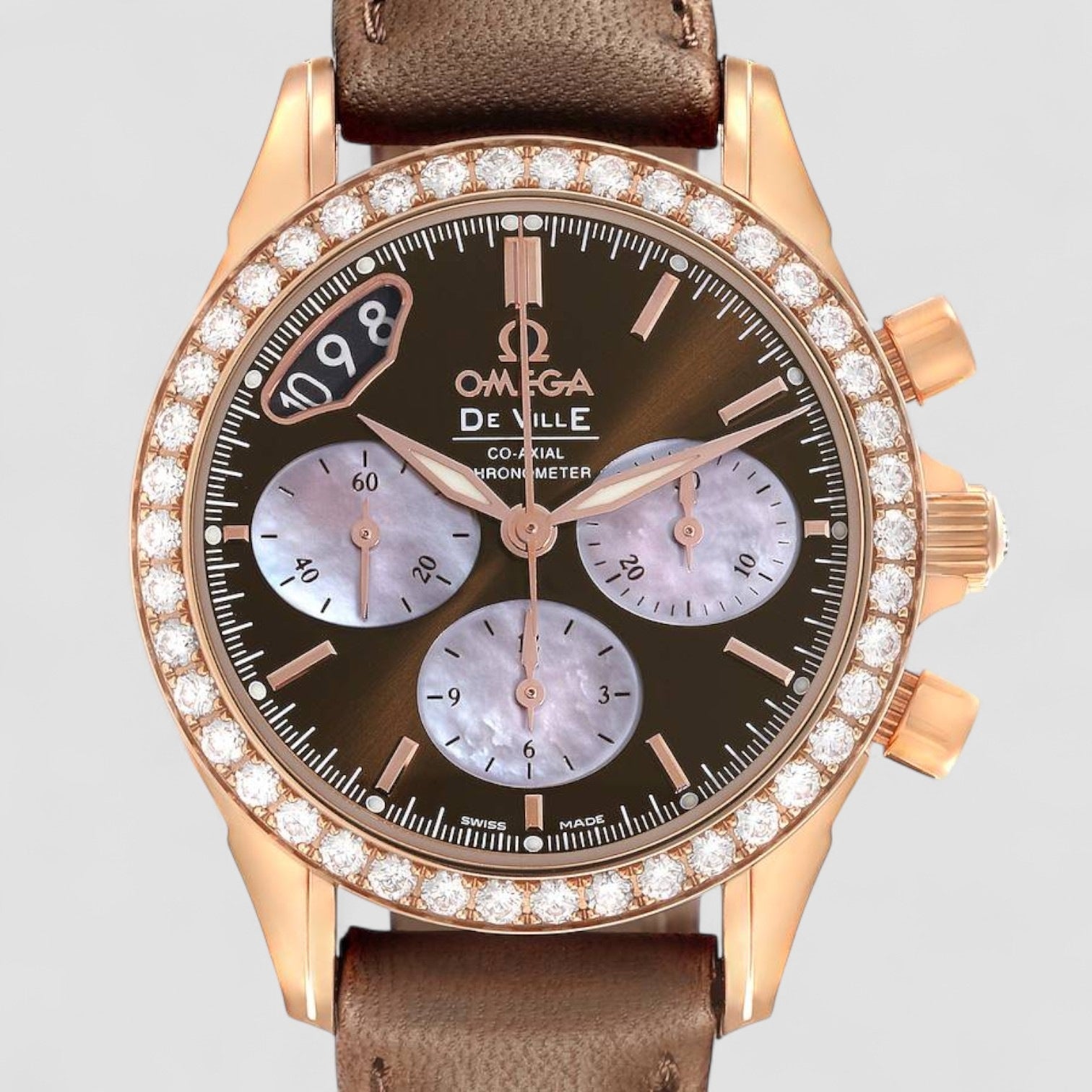 DeVille CoAxial Rose Gold Diamond Ladies Watch