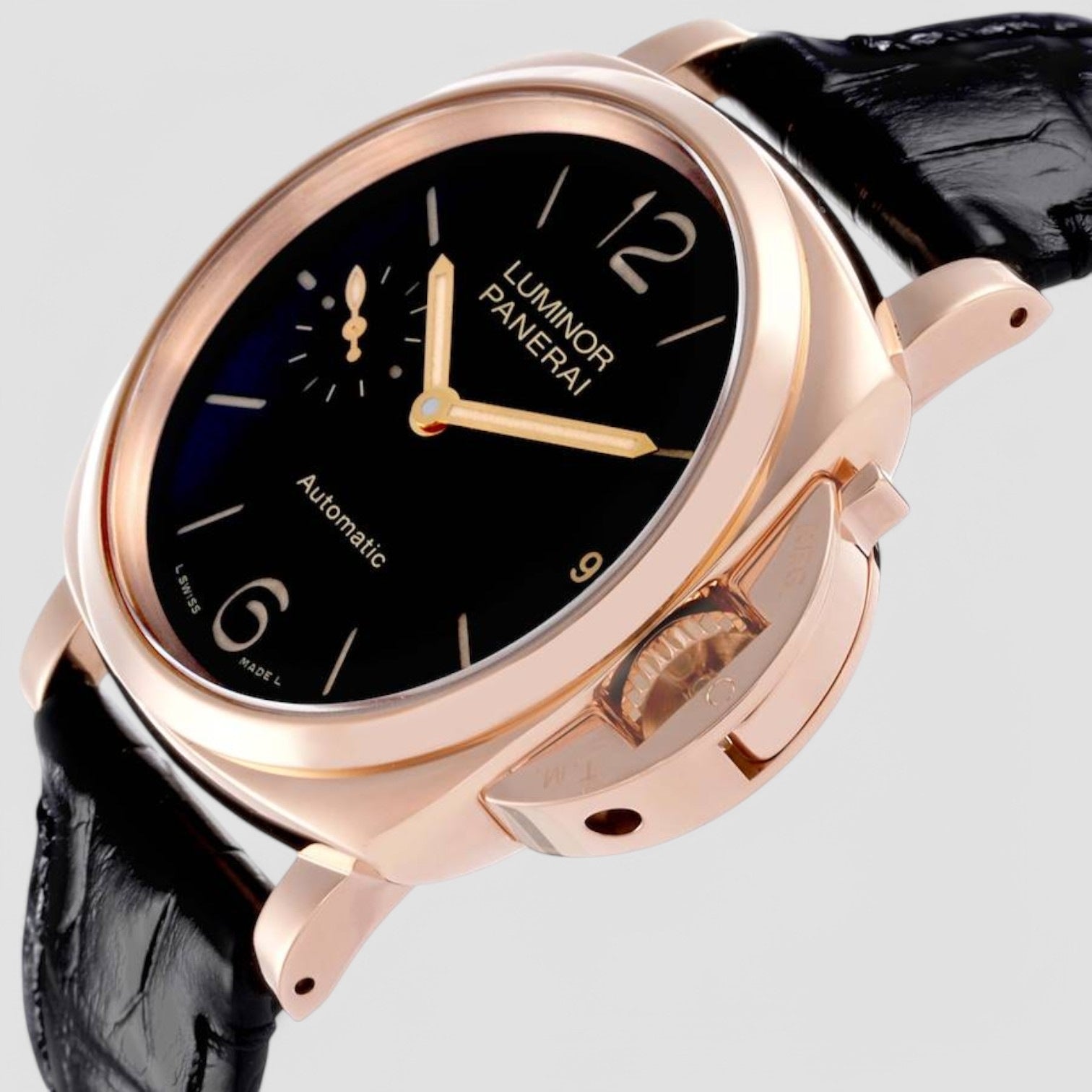 Luminor Due Rose Gold Black Dial Mens Watch