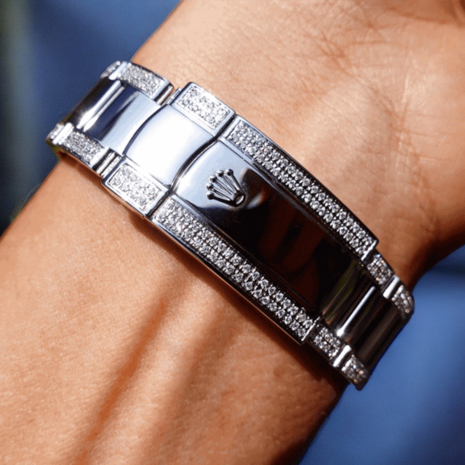 Sky-Dweller – Oyster – Blue Dial – Custom Diamond-Set - Iced out