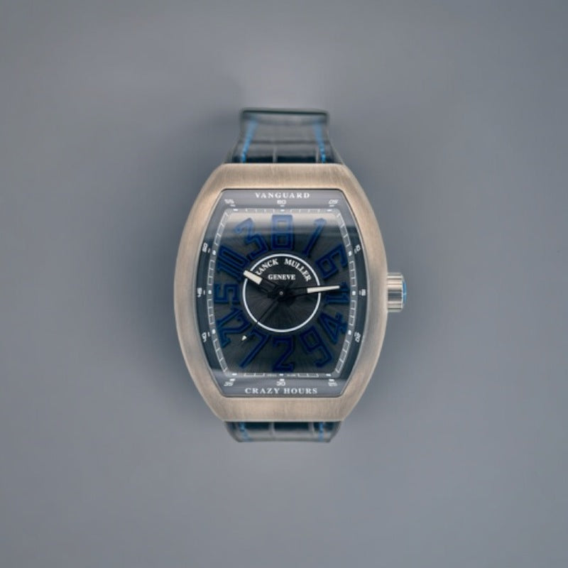 Vanguard Crazy Hours Blue Titanium Case Leather Strap Unisex Watch