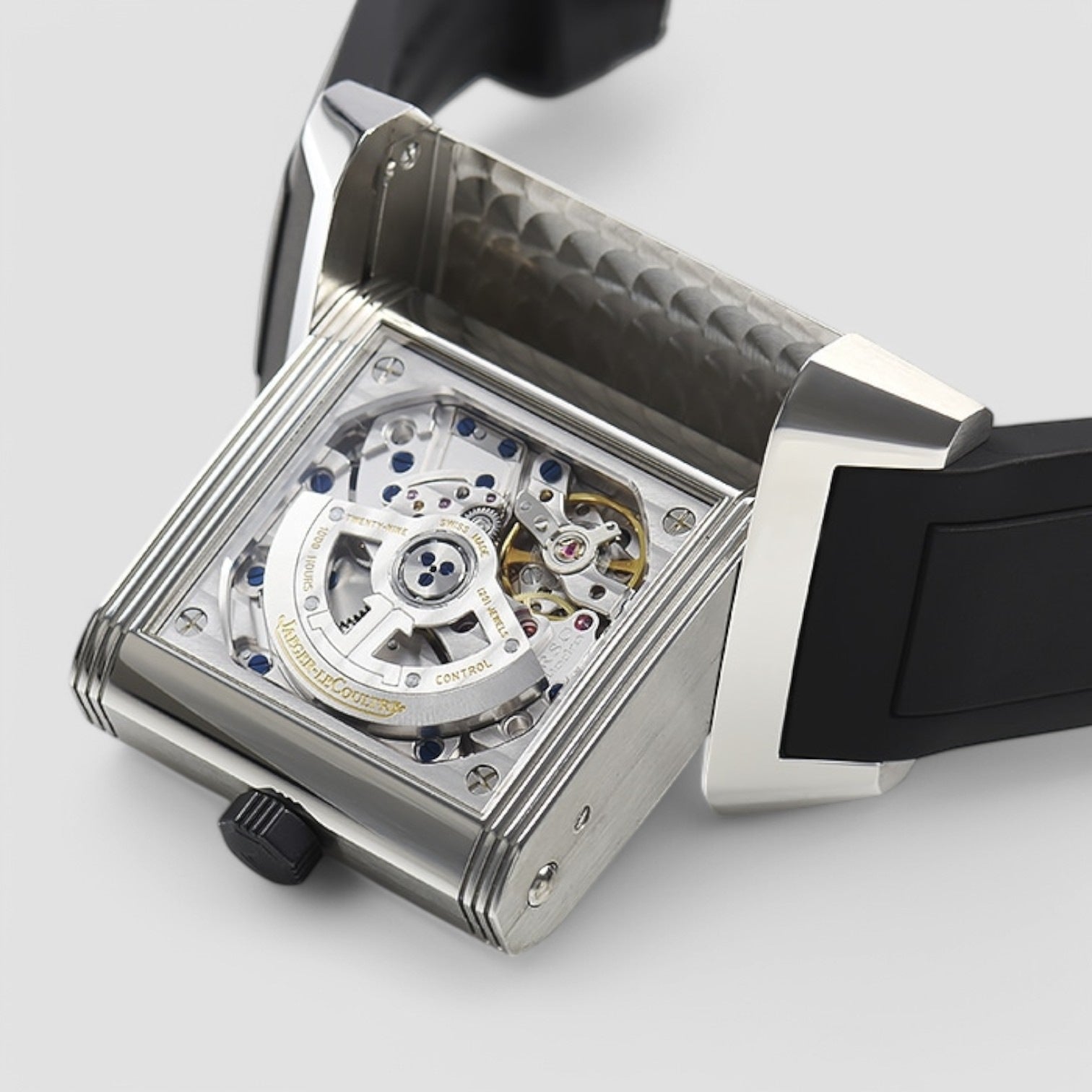 Reverso Squadra Hometime SS / Rubber Black Dial