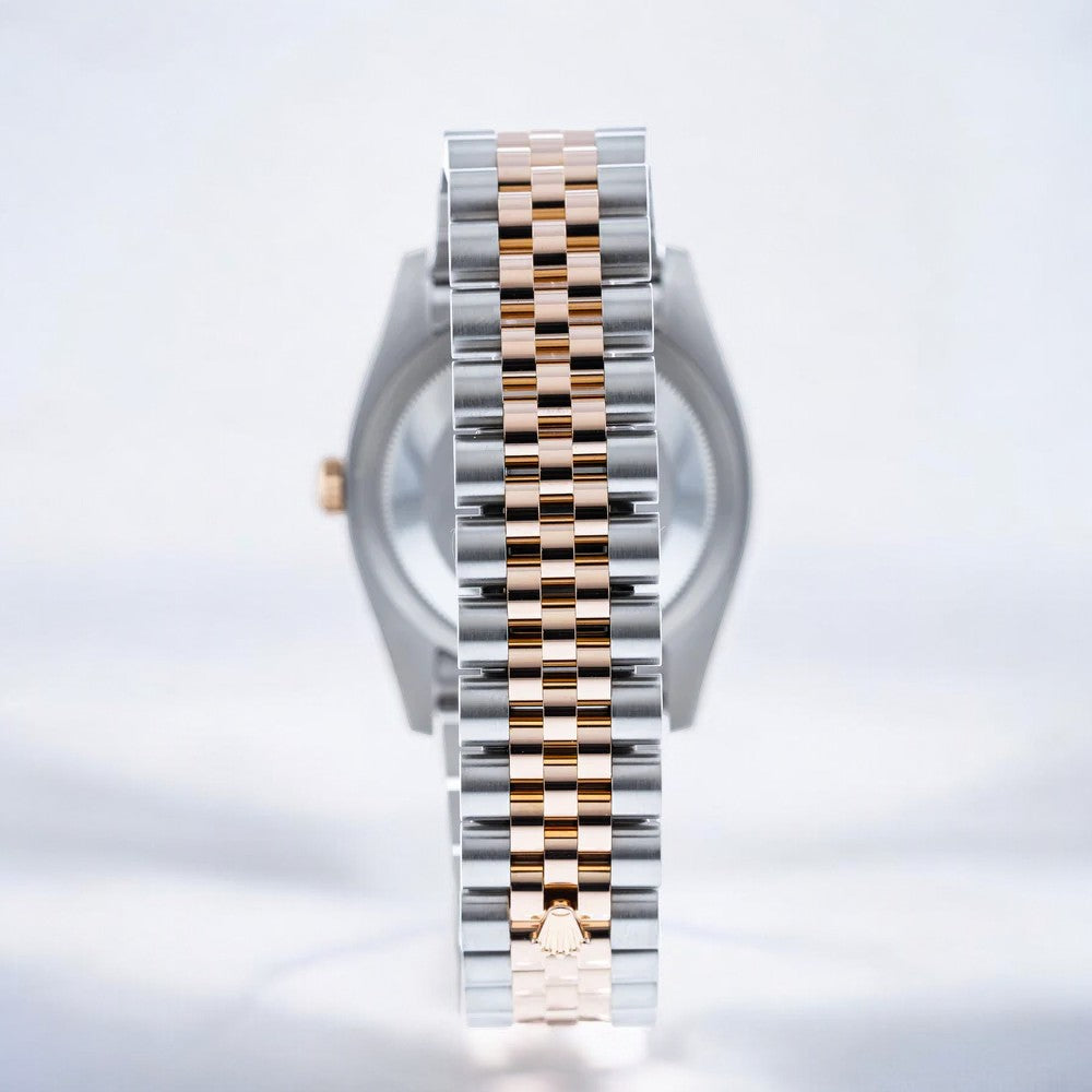 Datejust 36mm Everose Gold & Steel Black Roman Dial and Fluted Bezel