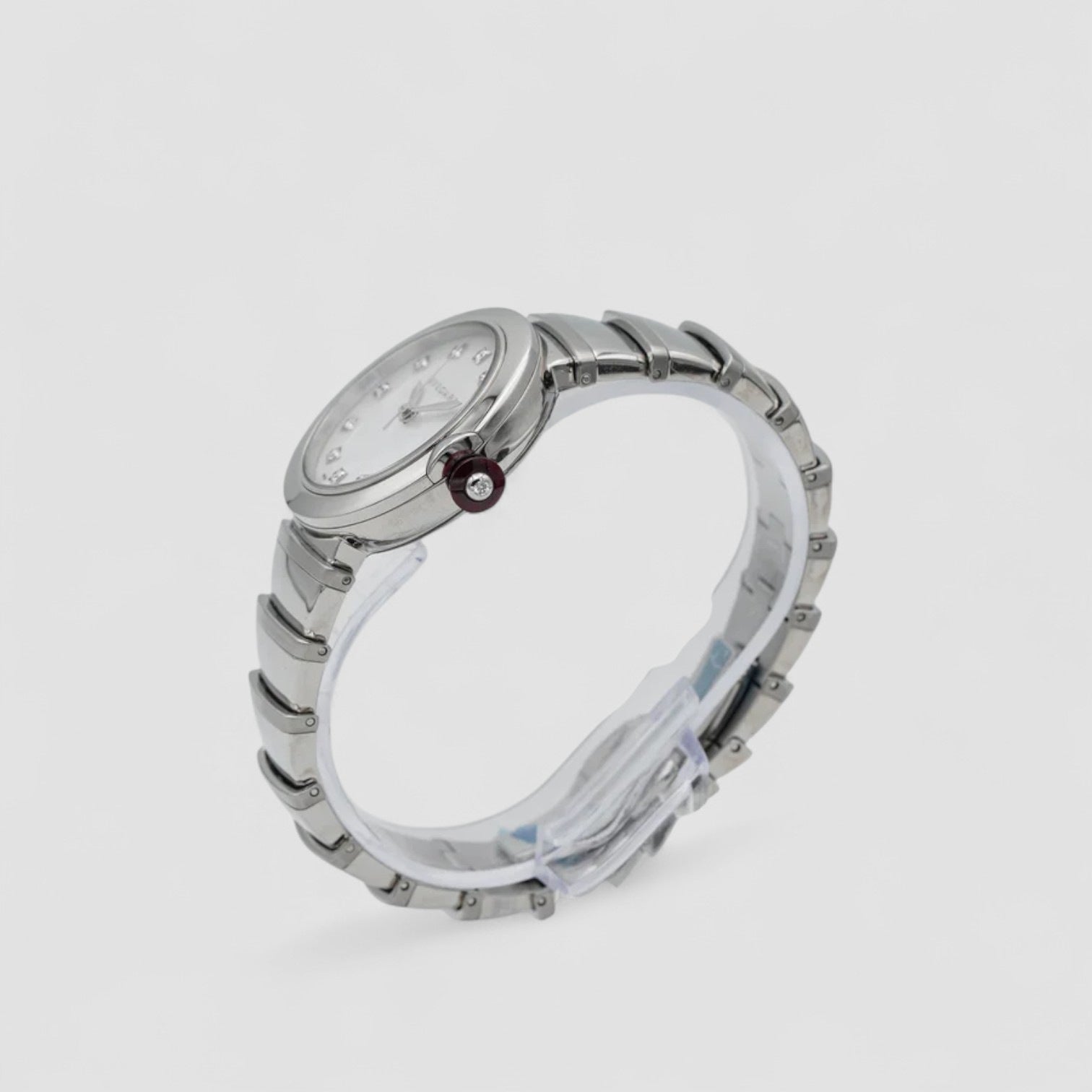 LVCEA Automatic White Mother of Pearl Diamond Dial Stainless Steel Ladies Watch