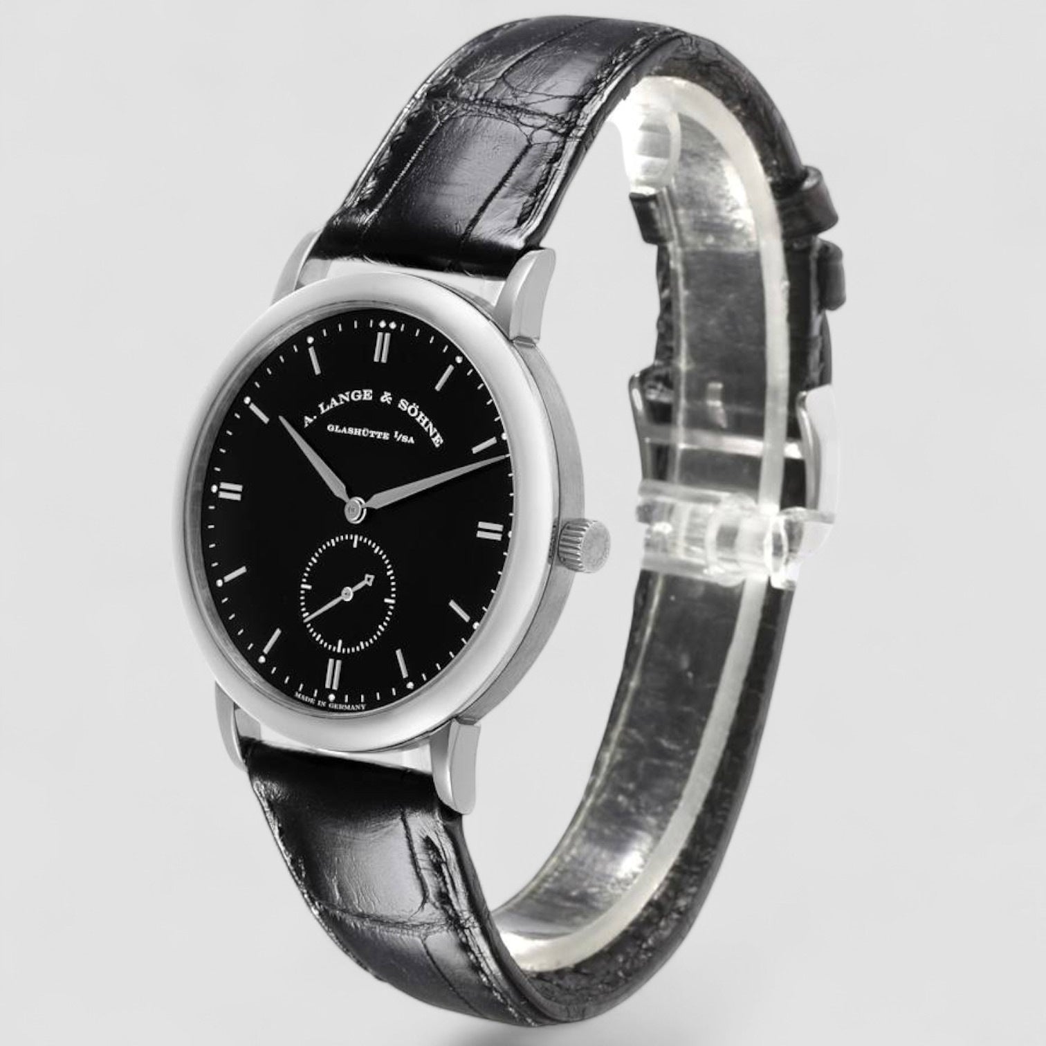 Saxonia White Gold Black Dial Mens Watch