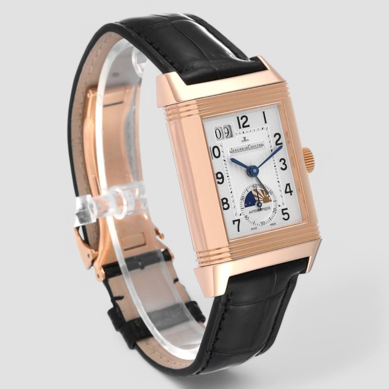 Grande Reverso Sun Moon Dual Time Rose Gold Mens Watch