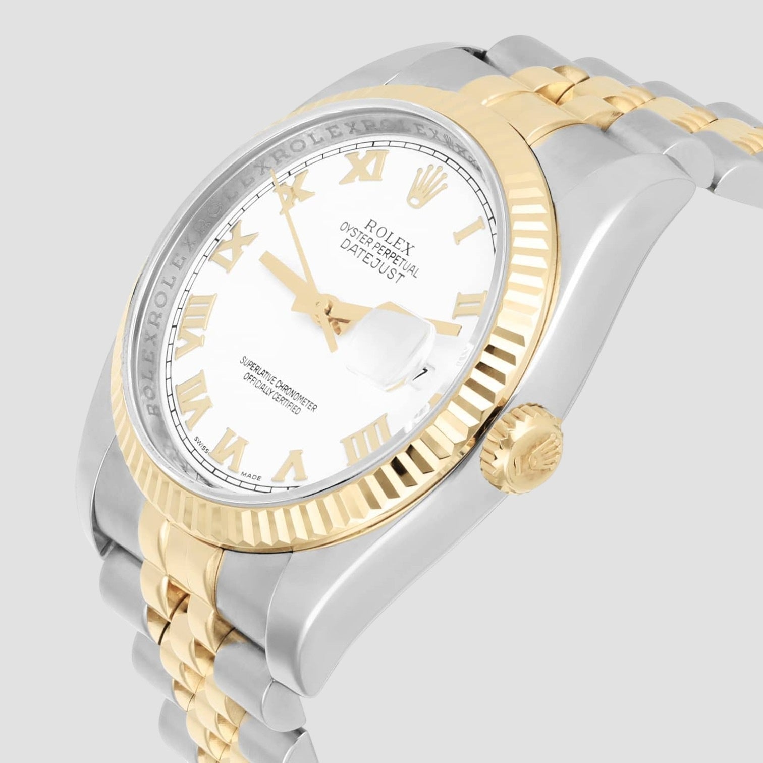 Datejust 36 Gold & Steel White Roman Dial Jubilee Watch
