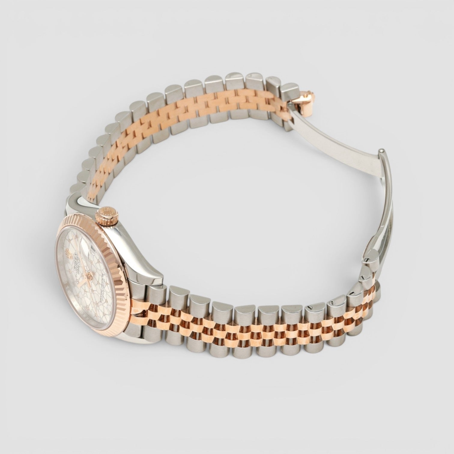 Datejust 31mm Steel & Everose Gold Silver Floral Motif Diamond Dial