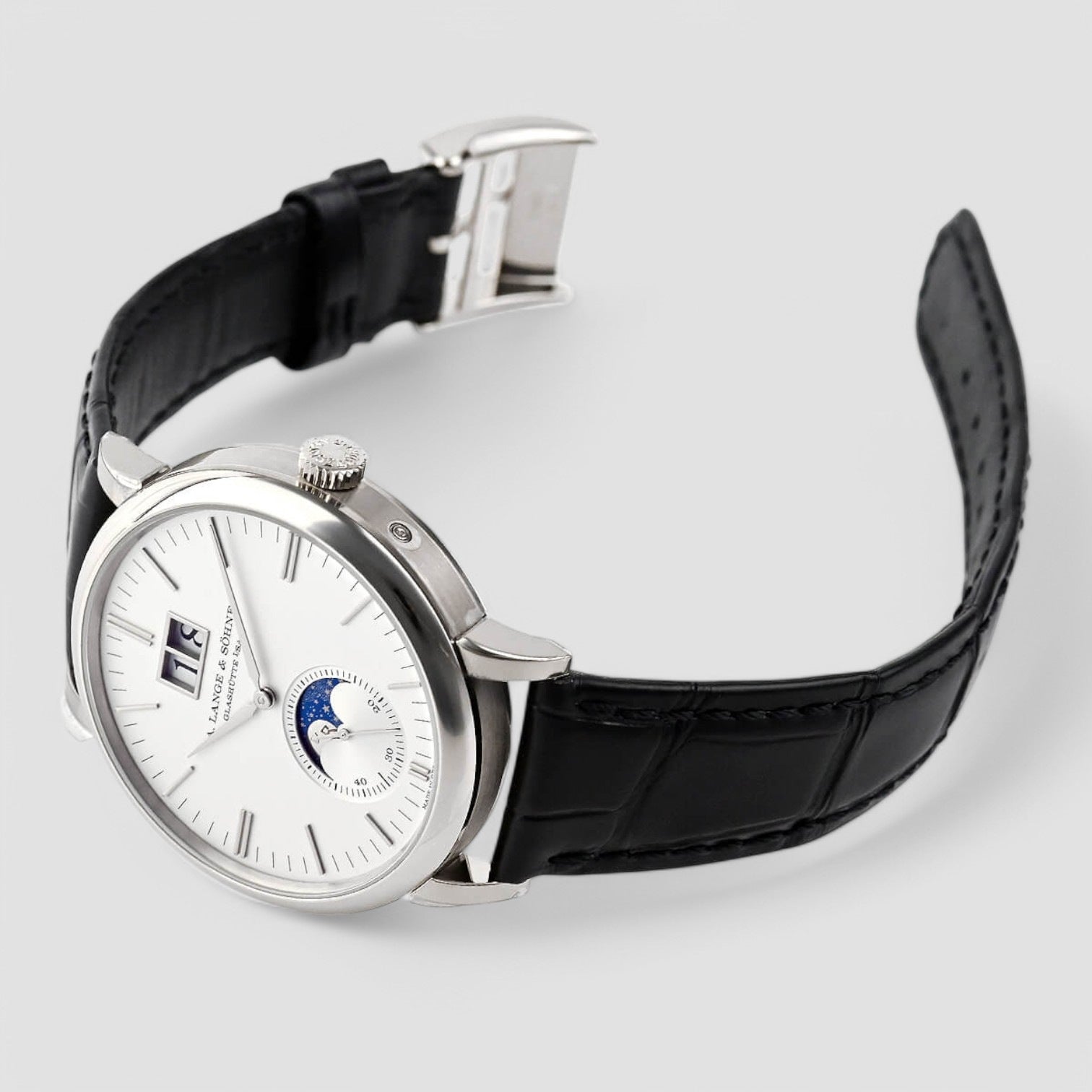 Saxonia Moon Phase Automatik 18K White Gold / Silver Dia