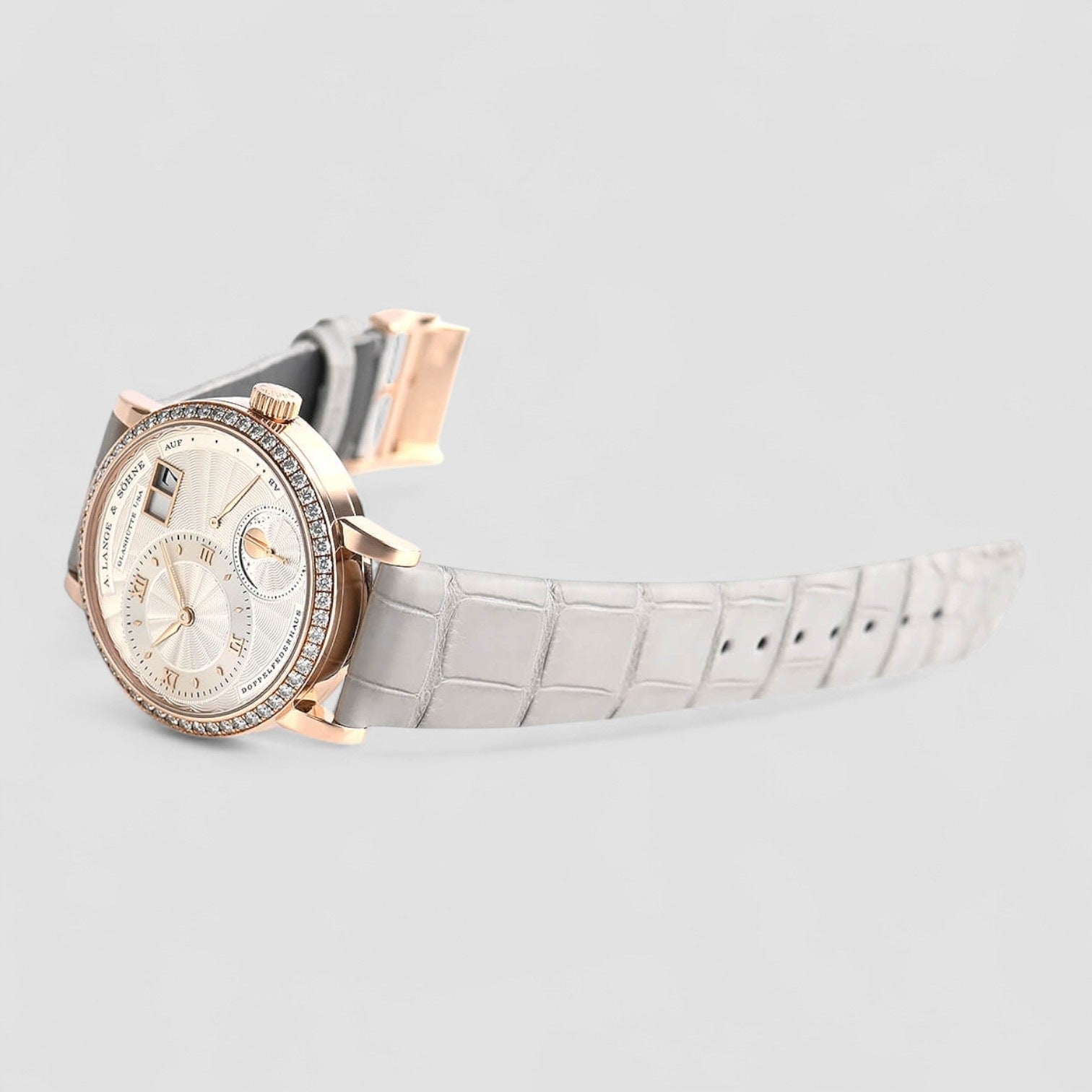 Little Lange 1 Moon Phase Pink Rose Gold Diamond Bezel 36.8mm