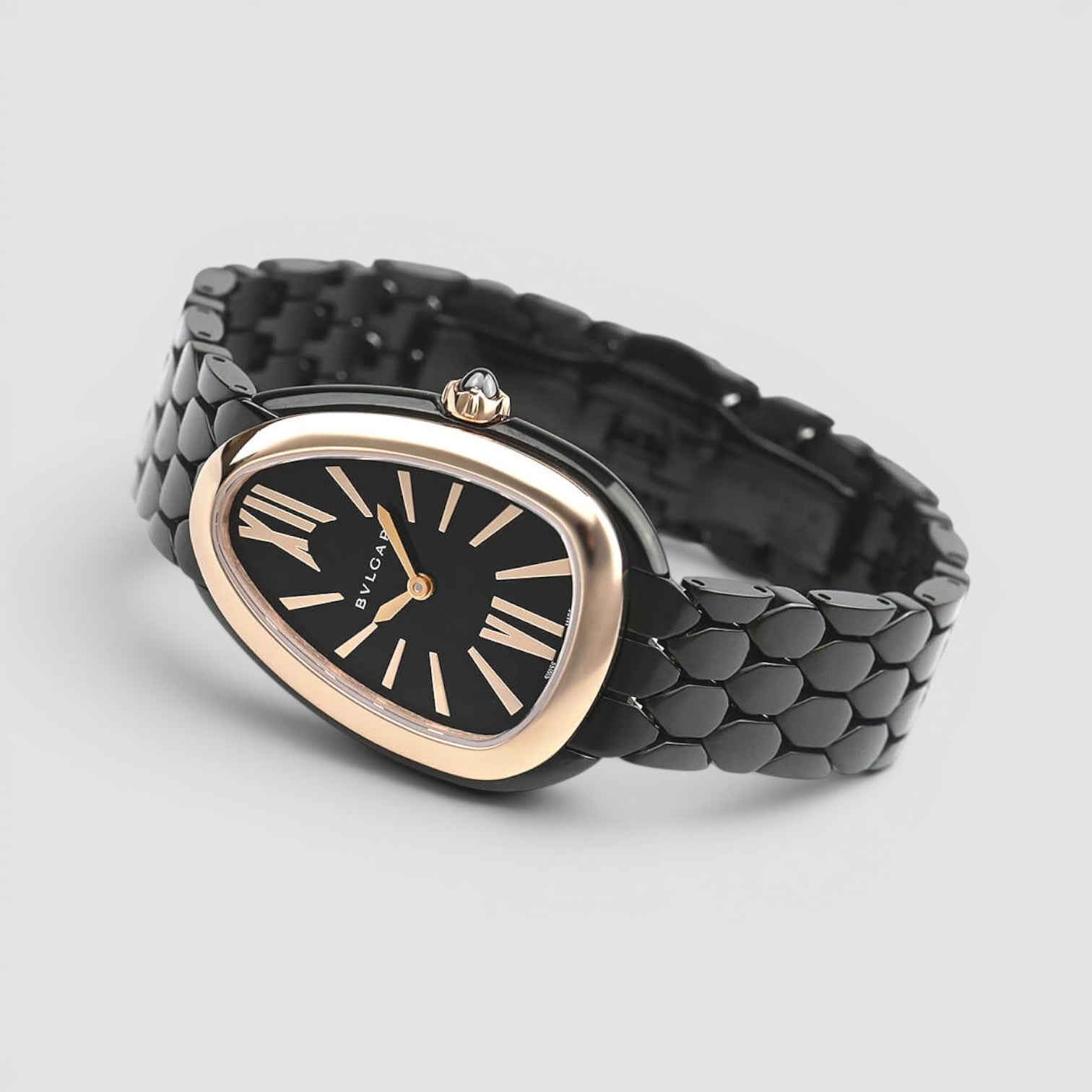 Serpenti Seduttori Black Dial Stainless Steel & Rose Gold Tone